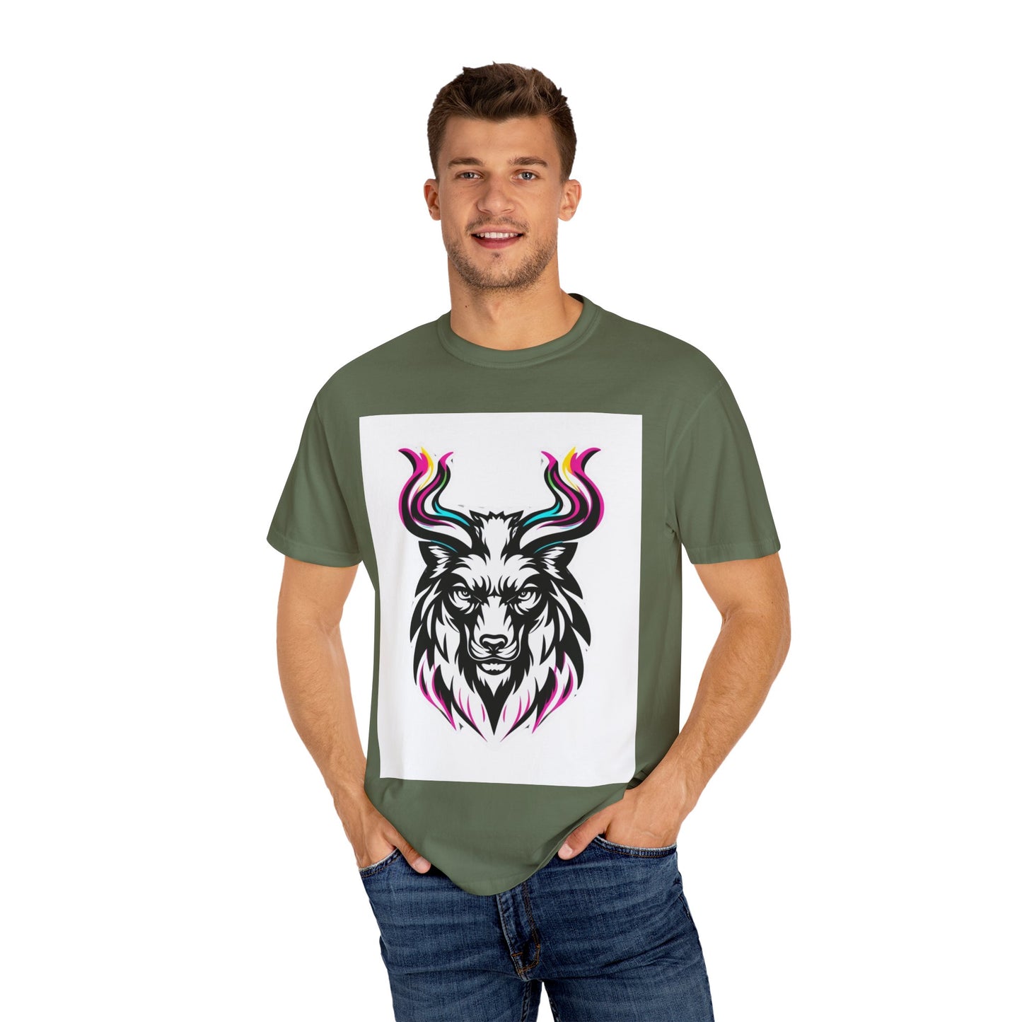Colorful Graphic Tee with Animal Design, Unisex Garment-Dyed T-Shirt, Casual Wear, Gift for Animal Lovers, Summer Fashion