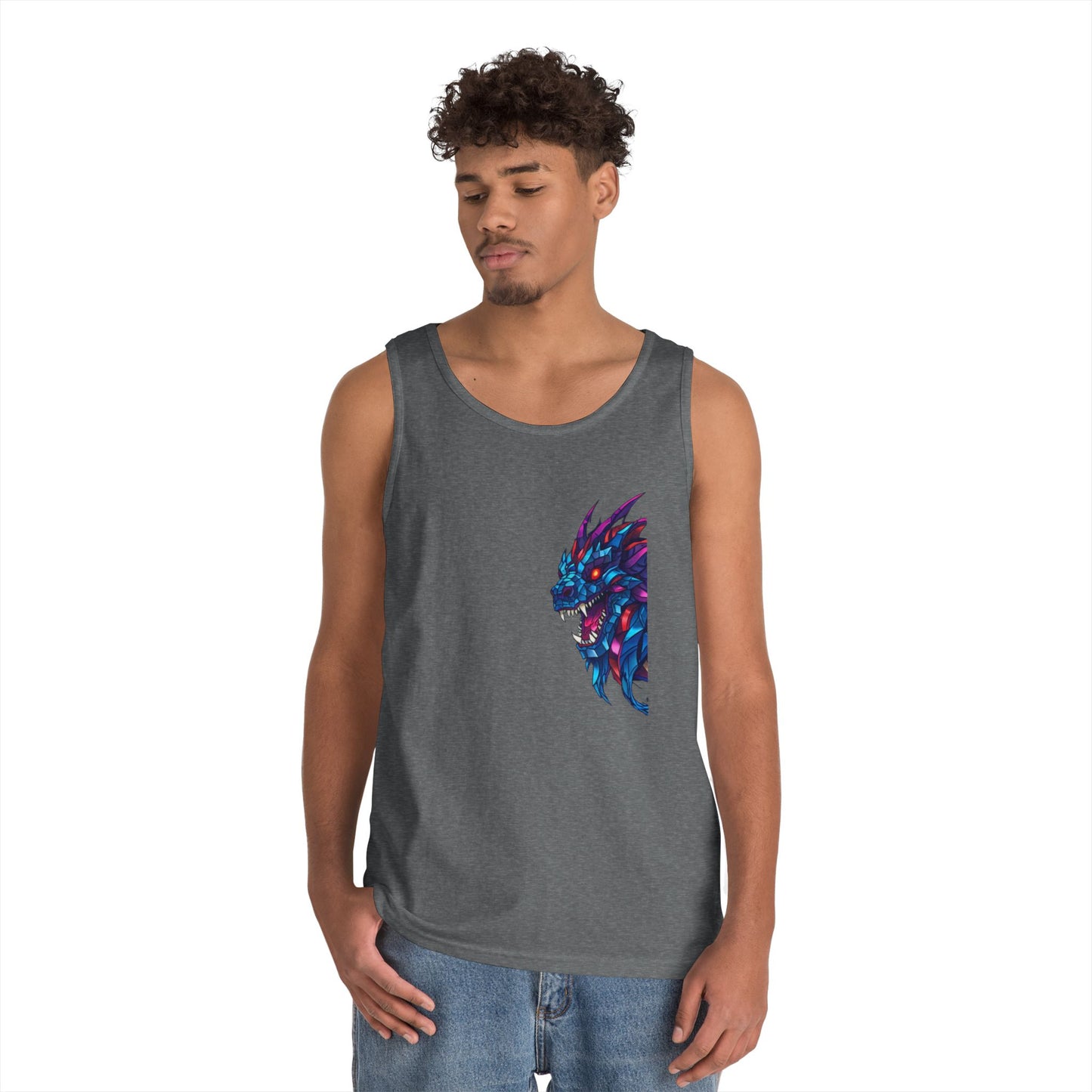 Fierce Lion Graphic Tank Top, Unisex Heavy Cotton Sleeveless Tee, Festival Wear, Summer Style, Gift for Animal Lovers