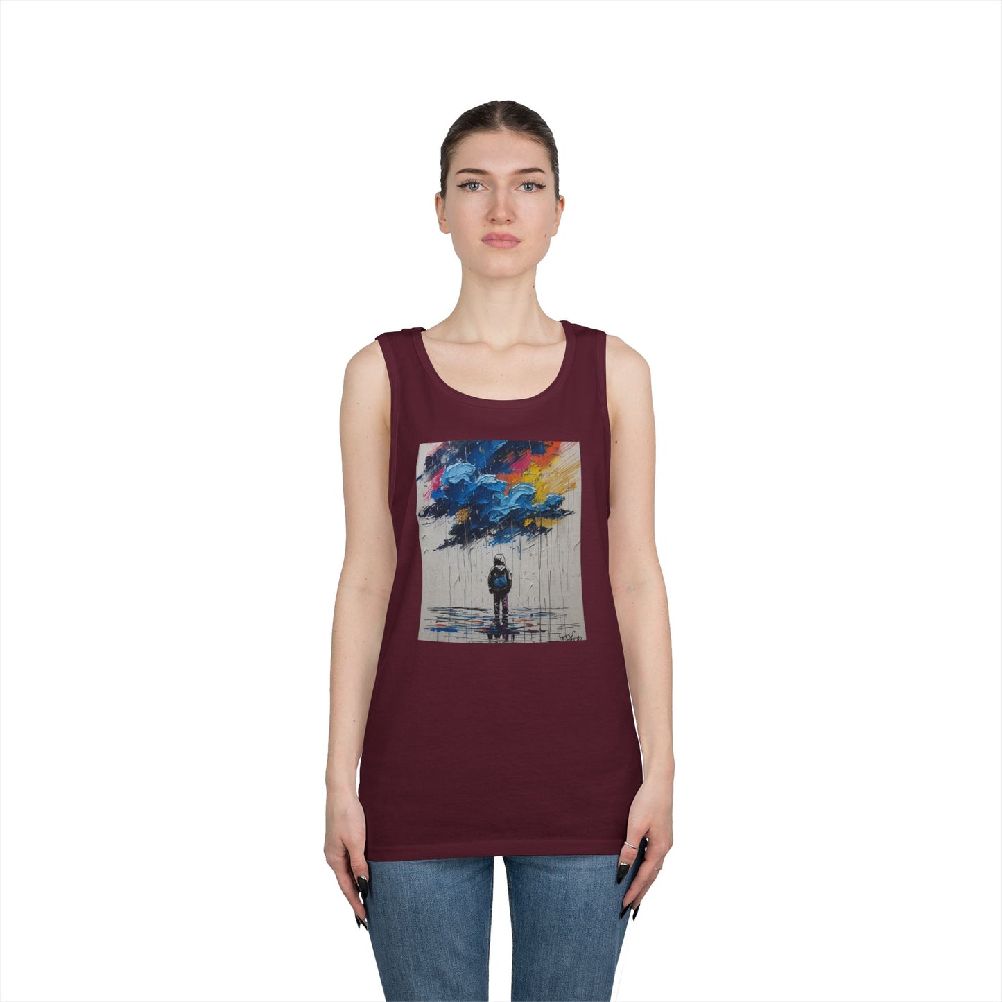 Artistic Unisex Heavy Cotton Tank Top - Inspirational Wall Art, Unique Graphic Tee, Summer Fashion, Gift for Art Lovers, Casual Wear