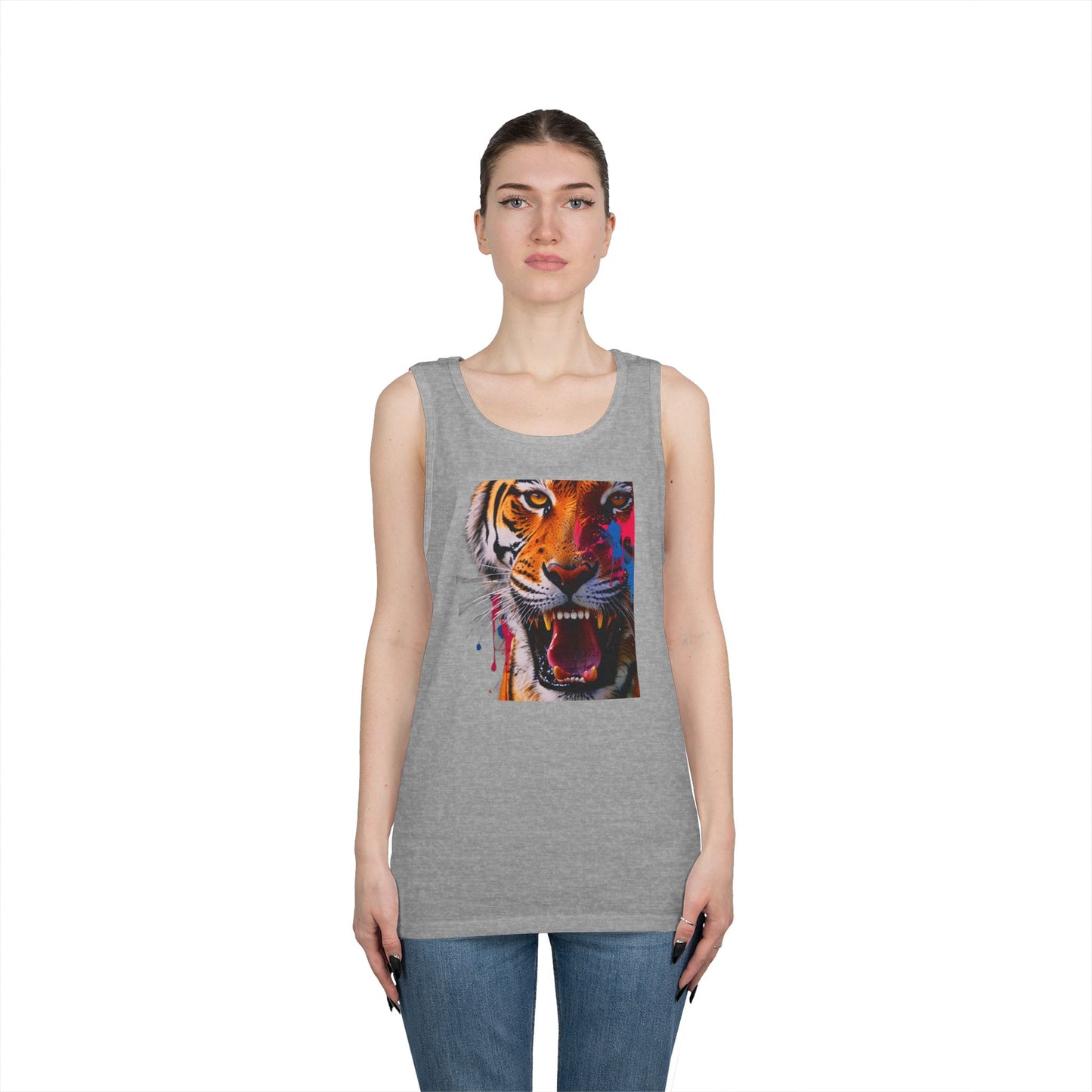 Bold Tiger Graphic Unisex Tank Top, Summer Attire, Animal Lover Gift, Fitness Shirt, Inspirational Apparel, Birthday Present
