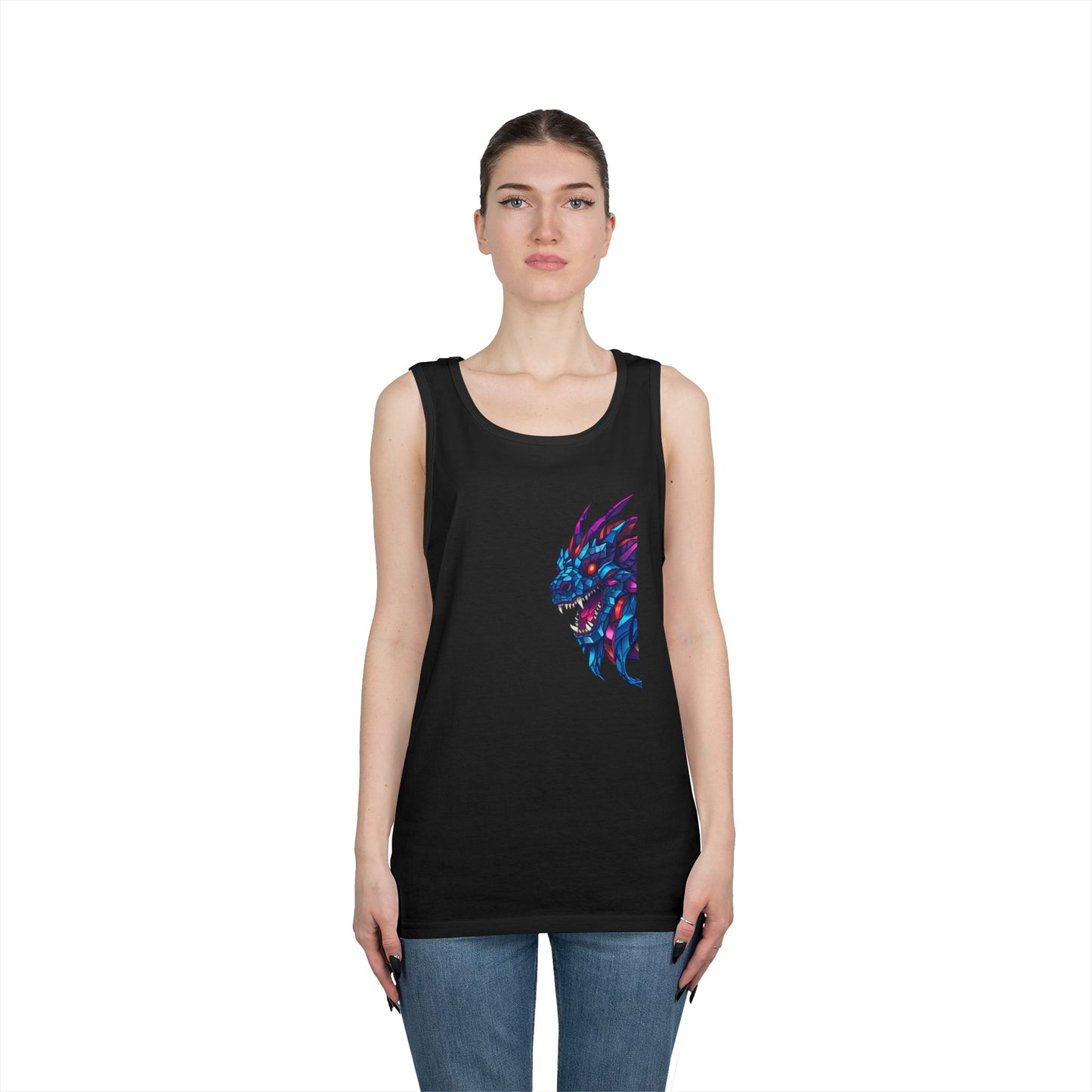 Fierce Lion Graphic Tank Top, Unisex Heavy Cotton Sleeveless Tee, Festival Wear, Summer Style, Gift for Animal Lovers