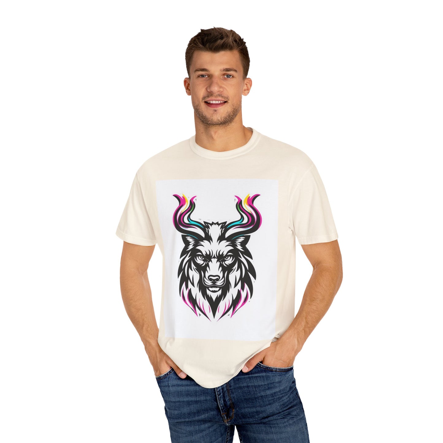 Colorful Graphic Tee with Animal Design, Unisex Garment-Dyed T-Shirt, Casual Wear, Gift for Animal Lovers, Summer Fashion