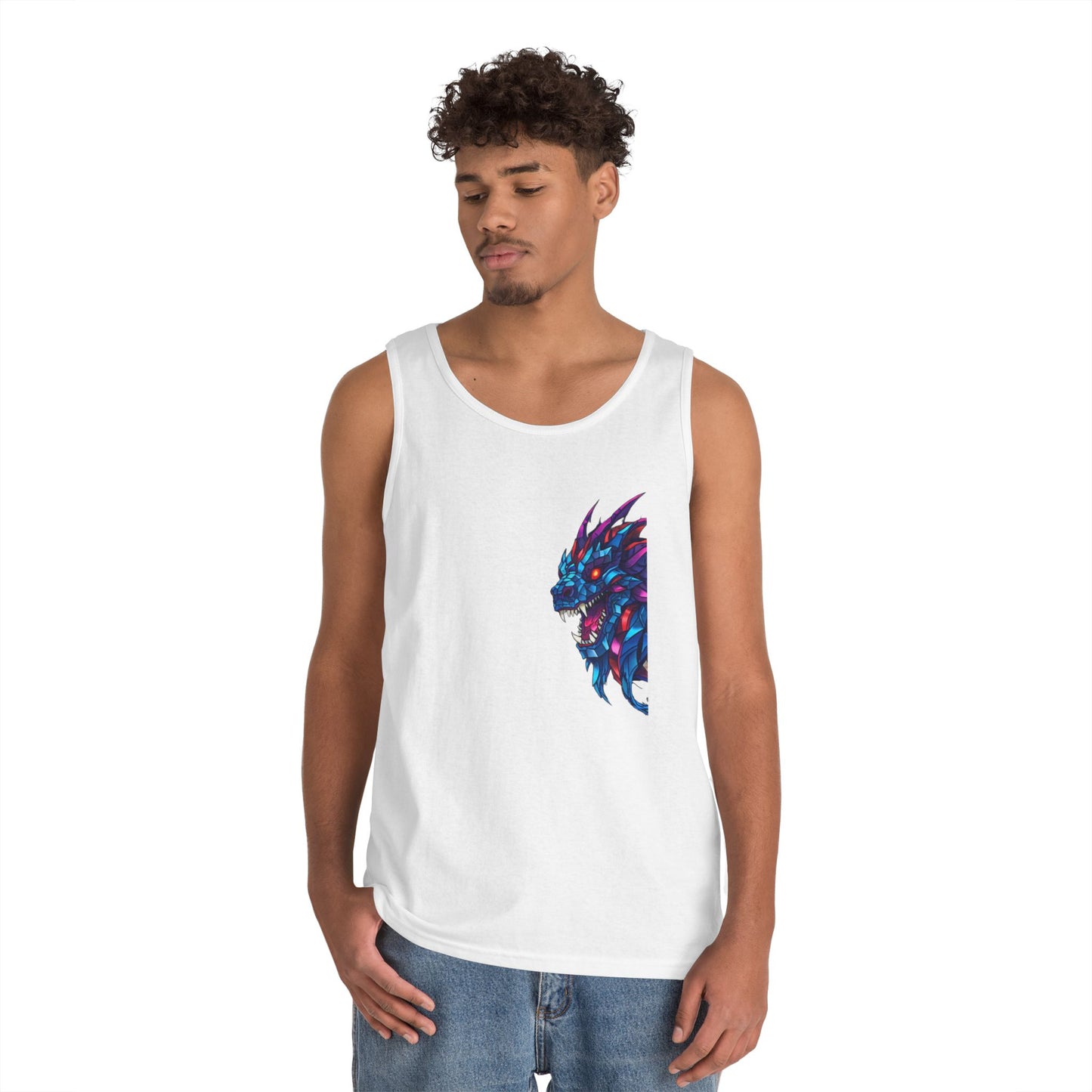 Fierce Lion Graphic Tank Top, Unisex Heavy Cotton Sleeveless Tee, Festival Wear, Summer Style, Gift for Animal Lovers