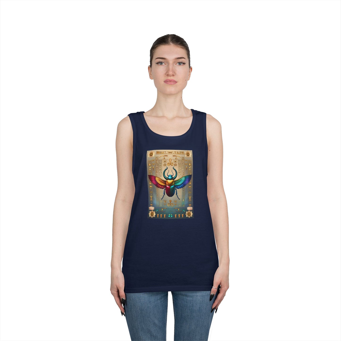 Vibrant Scarab Tank Top for Creatives, Unisex Fashion, Graphic Tees, Summer Wardrobe Essential, Unique Gift Idea