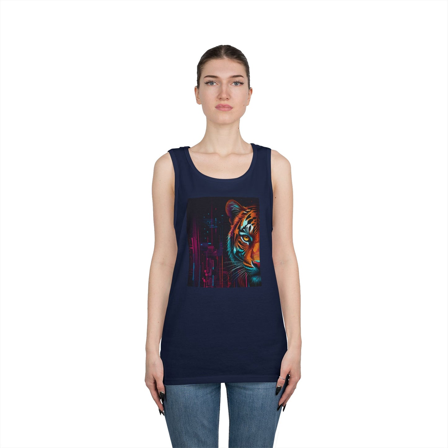 Fierce Tiger Graphic Tank Top - Unisex Summer Wear, Workout Top, Festival Outfit, Streetwear, Animal Lover Gift
