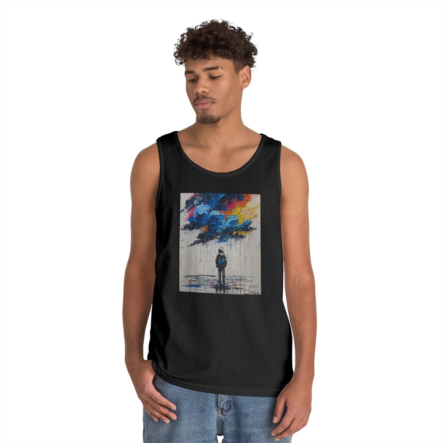 Artistic Unisex Heavy Cotton Tank Top - Inspirational Wall Art, Unique Graphic Tee, Summer Fashion, Gift for Art Lovers, Casual Wear