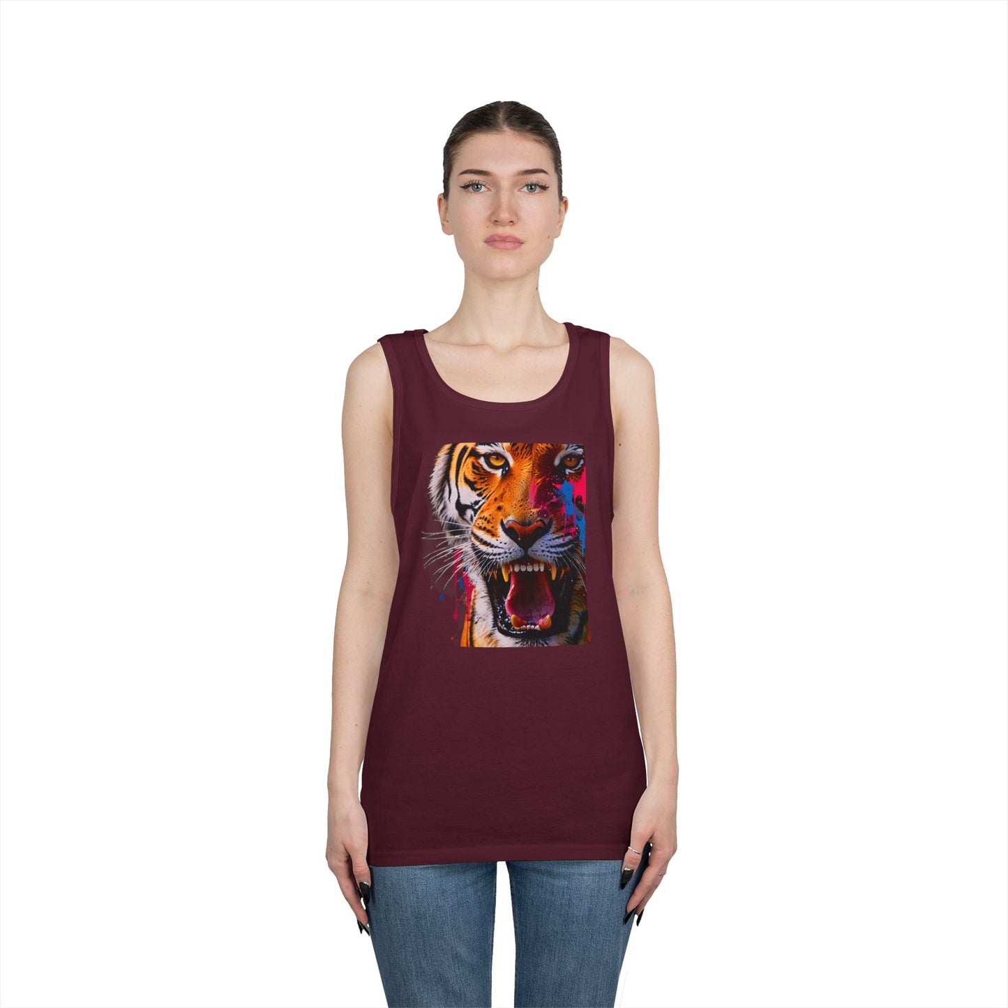 Bold Tiger Graphic Unisex Tank Top, Summer Attire, Animal Lover Gift, Fitness Shirt, Inspirational Apparel, Birthday Present