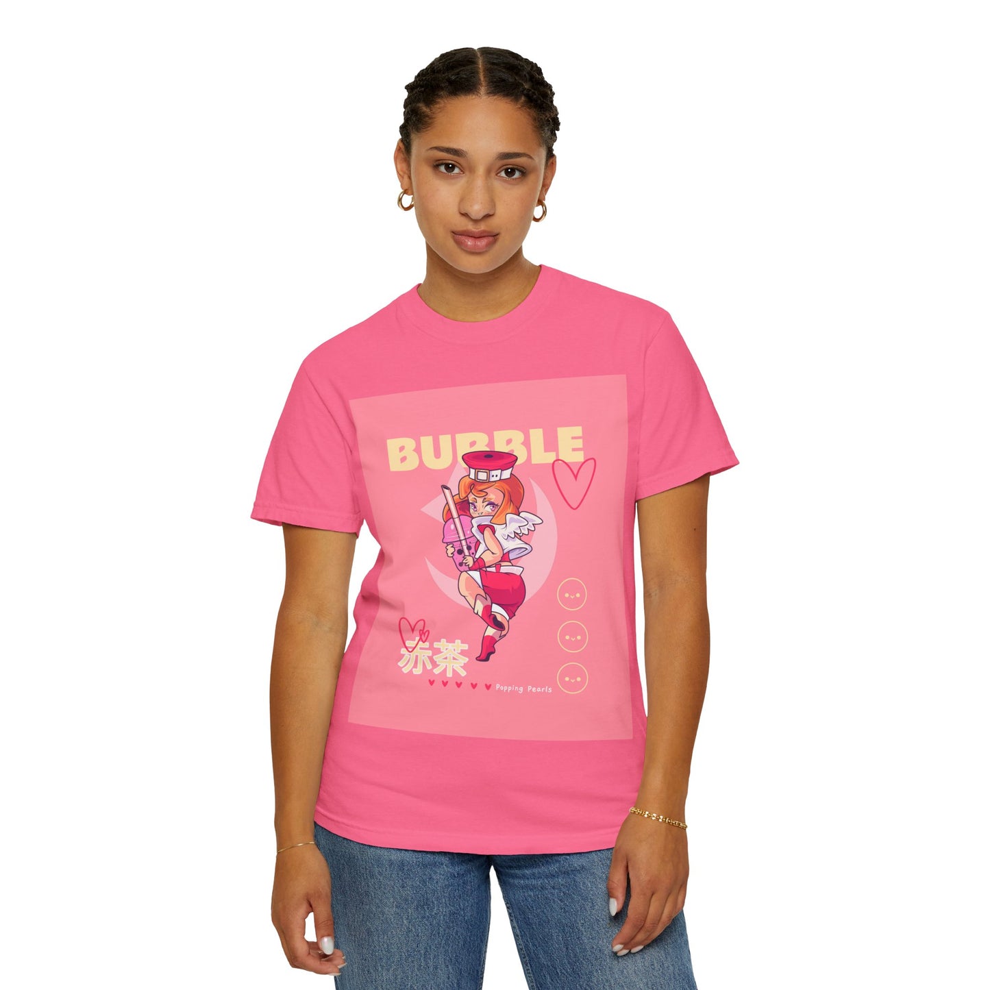Bubble Tea Girl Anime T-Shirt — Kawaii Pink Graphic Tee