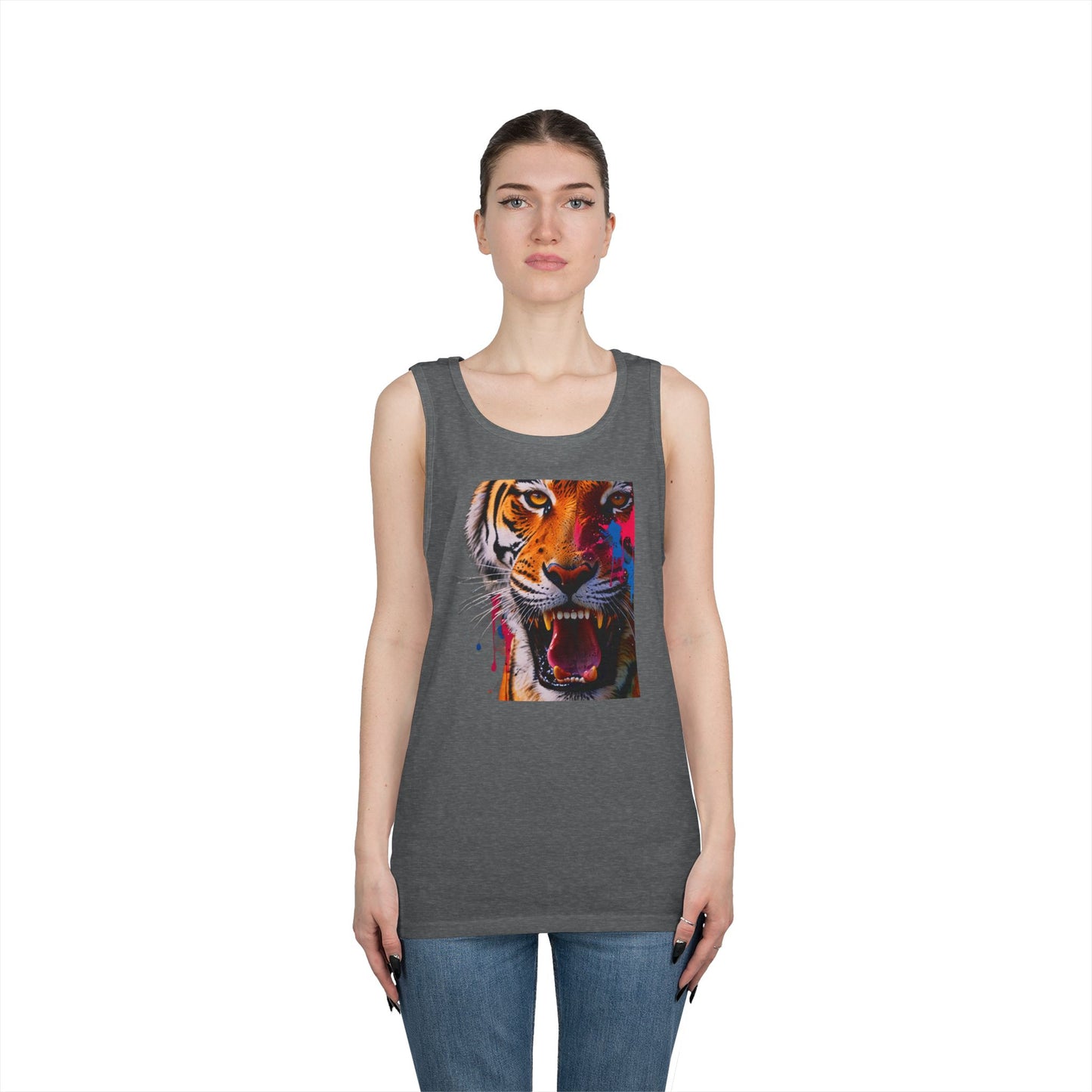 Bold Tiger Graphic Unisex Tank Top, Summer Attire, Animal Lover Gift, Fitness Shirt, Inspirational Apparel, Birthday Present