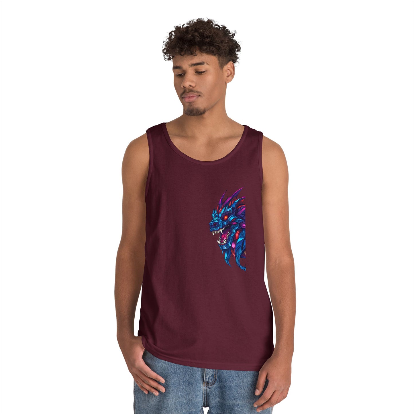 Fierce Lion Graphic Tank Top, Unisex Heavy Cotton Sleeveless Tee, Festival Wear, Summer Style, Gift for Animal Lovers