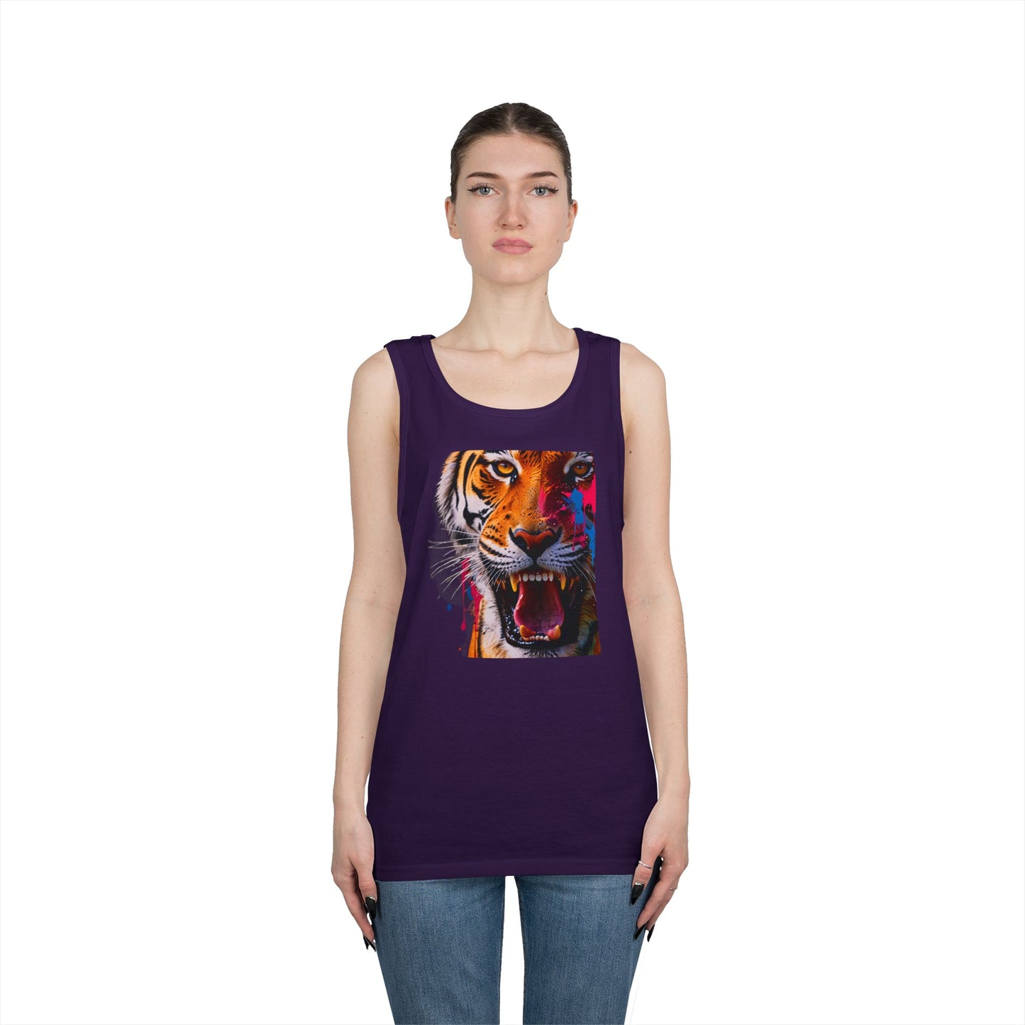 Bold Tiger Graphic Unisex Tank Top, Summer Attire, Animal Lover Gift, Fitness Shirt, Inspirational Apparel, Birthday Present