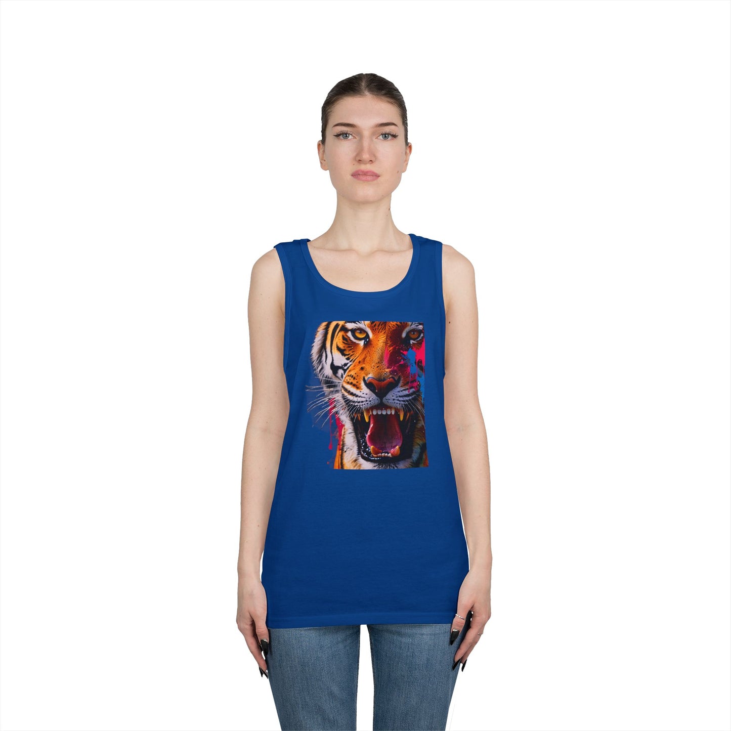 Bold Tiger Graphic Unisex Tank Top, Summer Attire, Animal Lover Gift, Fitness Shirt, Inspirational Apparel, Birthday Present