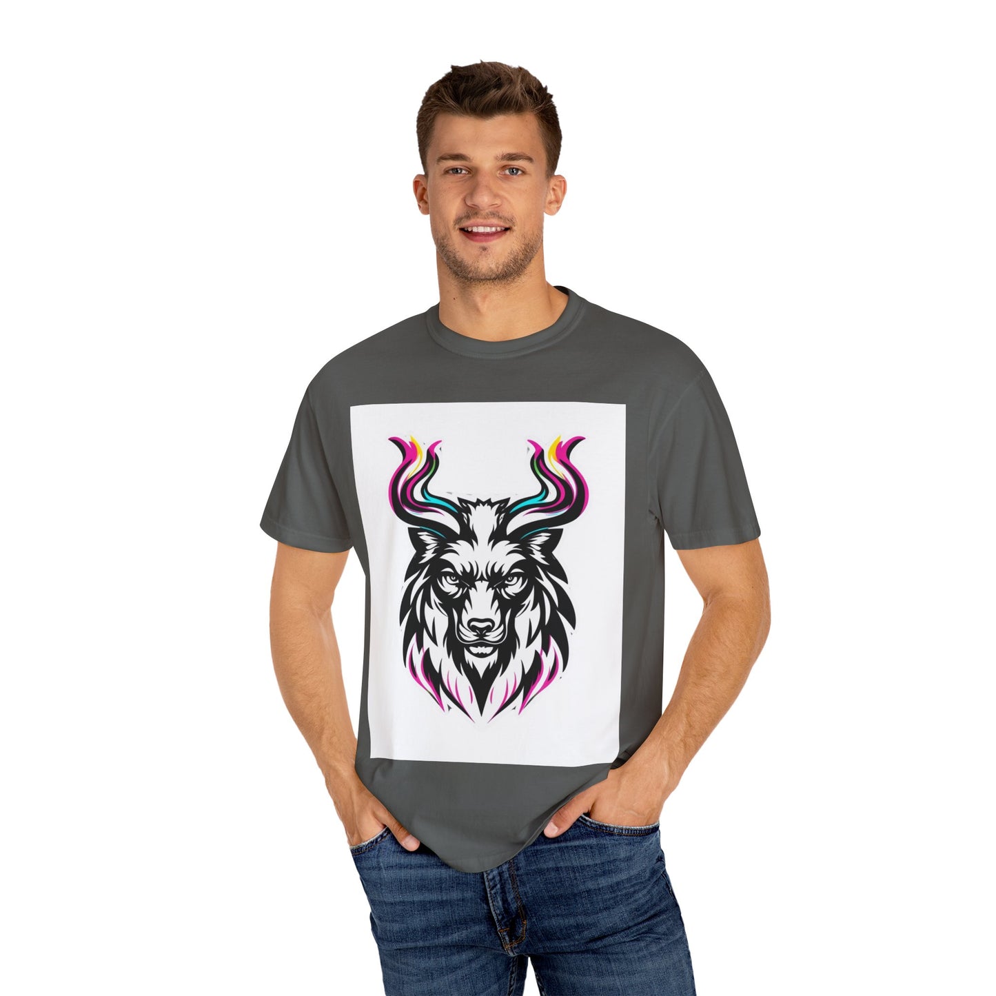 Colorful Graphic Tee with Animal Design, Unisex Garment-Dyed T-Shirt, Casual Wear, Gift for Animal Lovers, Summer Fashion
