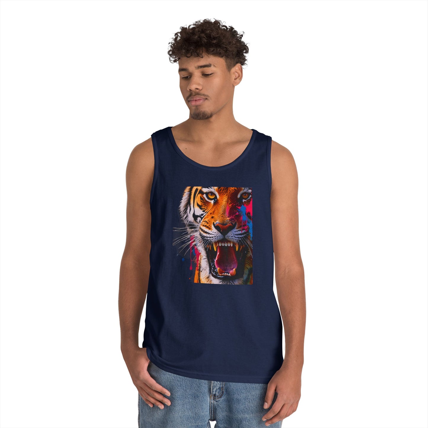 Bold Tiger Graphic Unisex Tank Top, Summer Attire, Animal Lover Gift, Fitness Shirt, Inspirational Apparel, Birthday Present