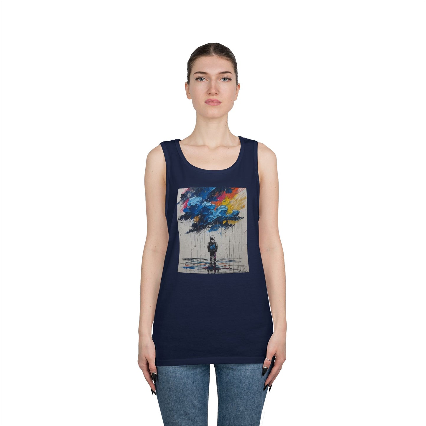 Artistic Unisex Heavy Cotton Tank Top - Inspirational Wall Art, Unique Graphic Tee, Summer Fashion, Gift for Art Lovers, Casual Wear