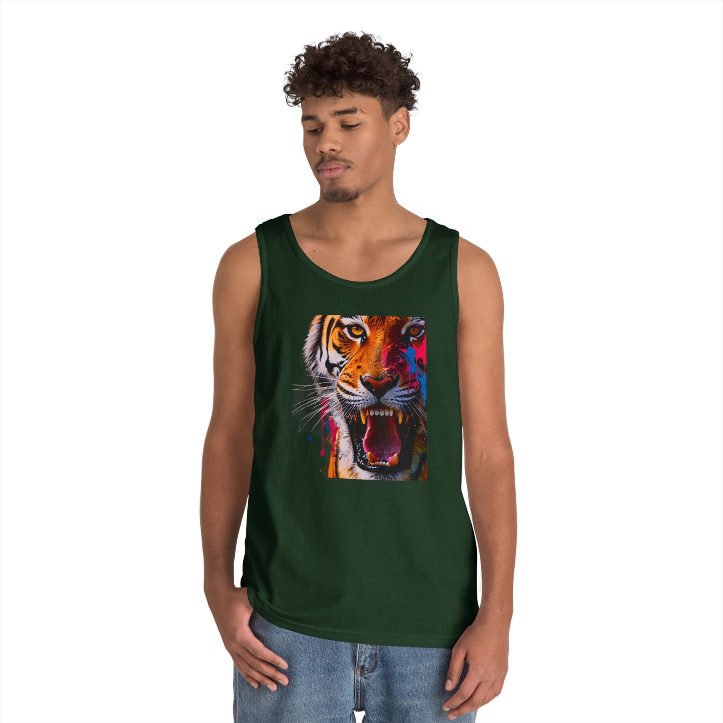 Bold Tiger Graphic Unisex Tank Top, Summer Attire, Animal Lover Gift, Fitness Shirt, Inspirational Apparel, Birthday Present