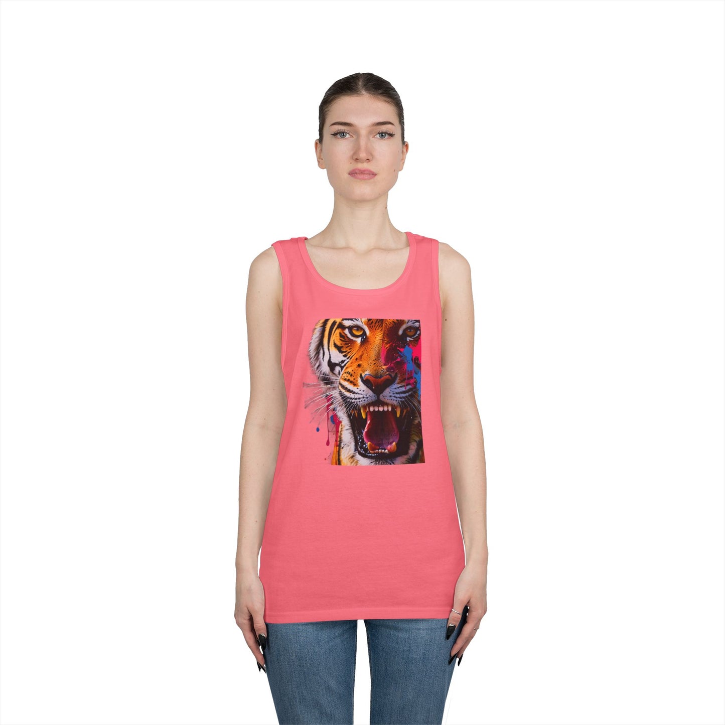 Bold Tiger Graphic Unisex Tank Top, Summer Attire, Animal Lover Gift, Fitness Shirt, Inspirational Apparel, Birthday Present