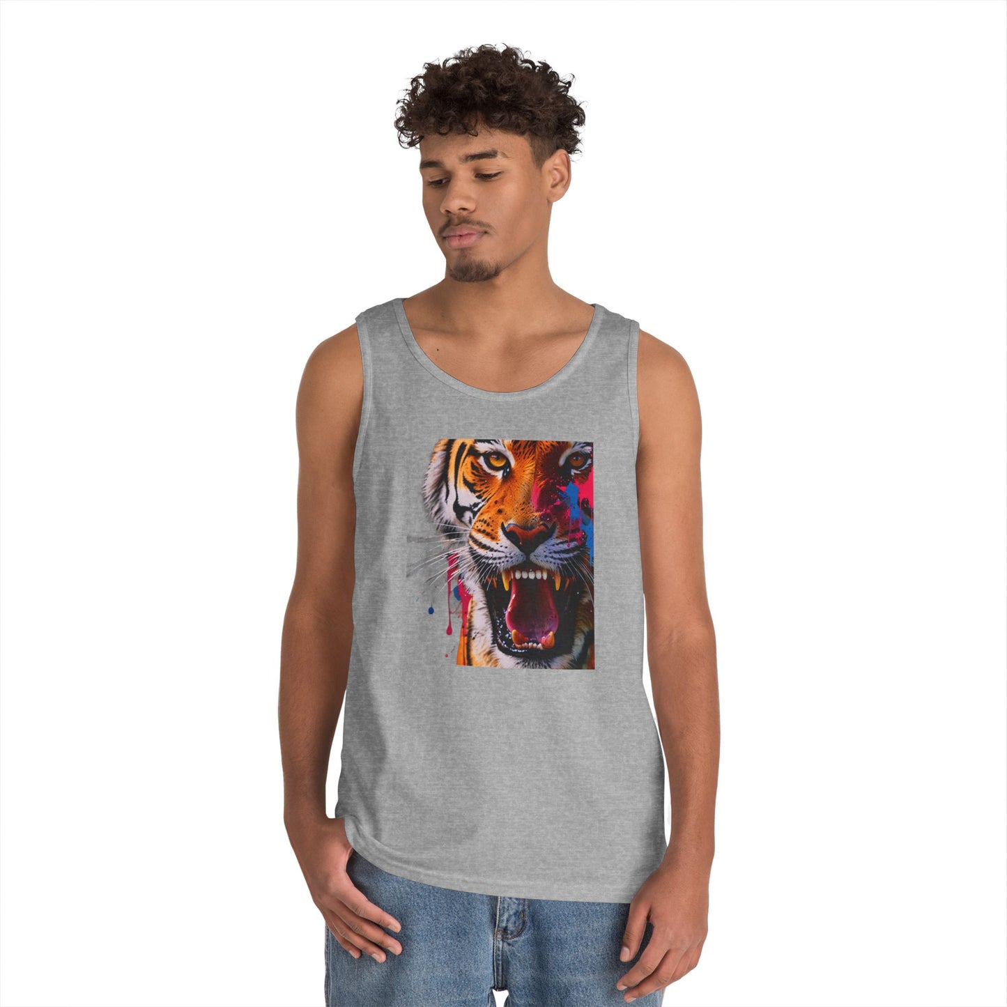 Bold Tiger Graphic Unisex Tank Top, Summer Attire, Animal Lover Gift, Fitness Shirt, Inspirational Apparel, Birthday Present