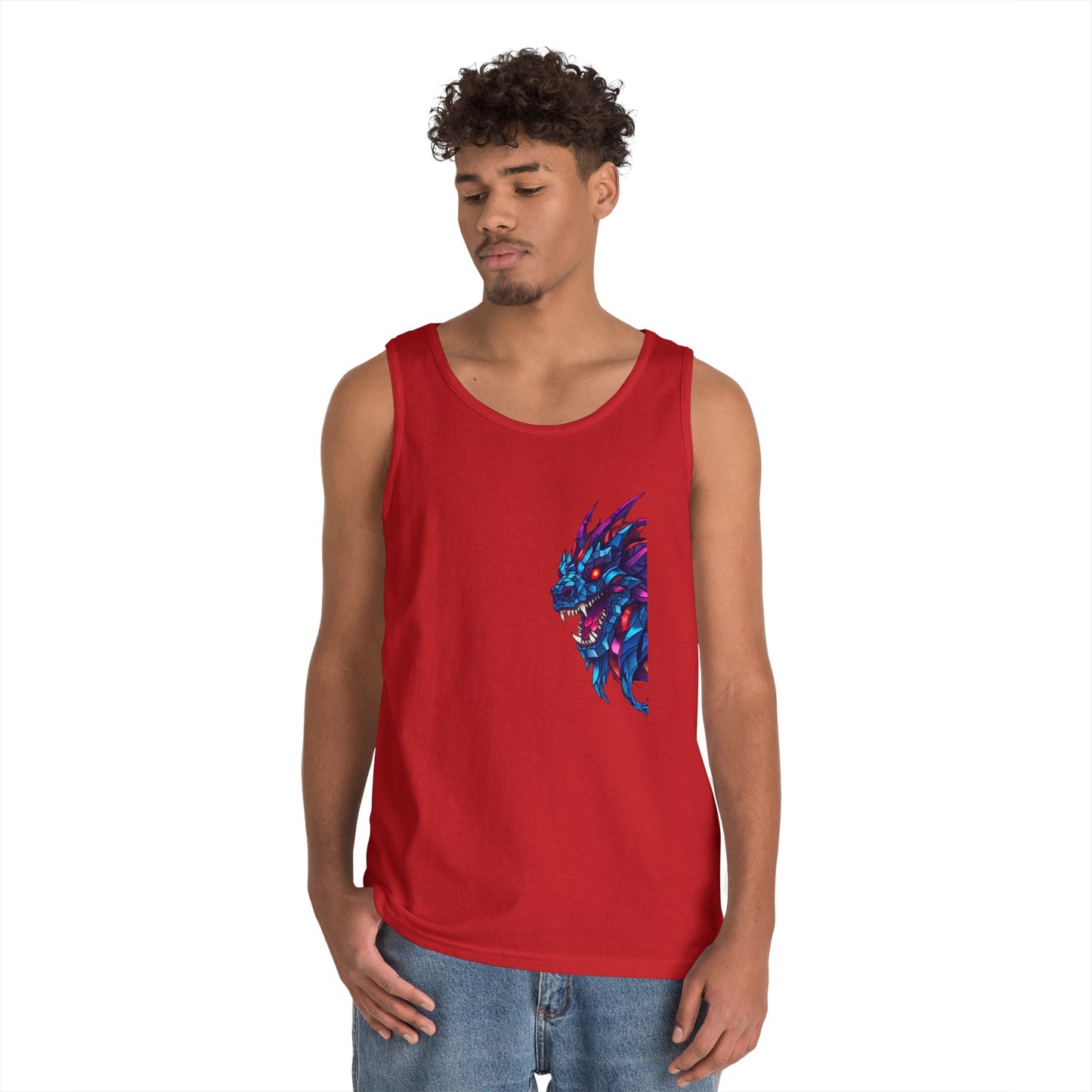 Fierce Lion Graphic Tank Top, Unisex Heavy Cotton Sleeveless Tee, Festival Wear, Summer Style, Gift for Animal Lovers
