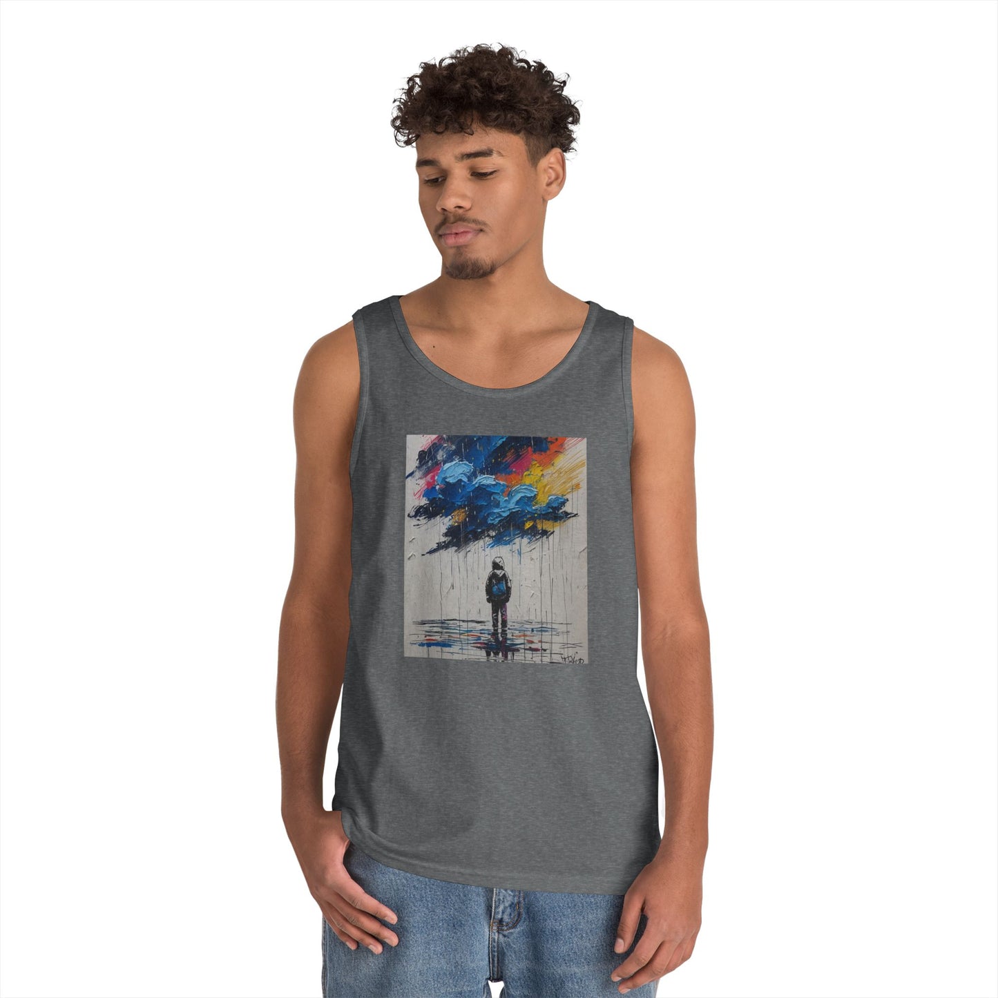 Artistic Unisex Heavy Cotton Tank Top - Inspirational Wall Art, Unique Graphic Tee, Summer Fashion, Gift for Art Lovers, Casual Wear