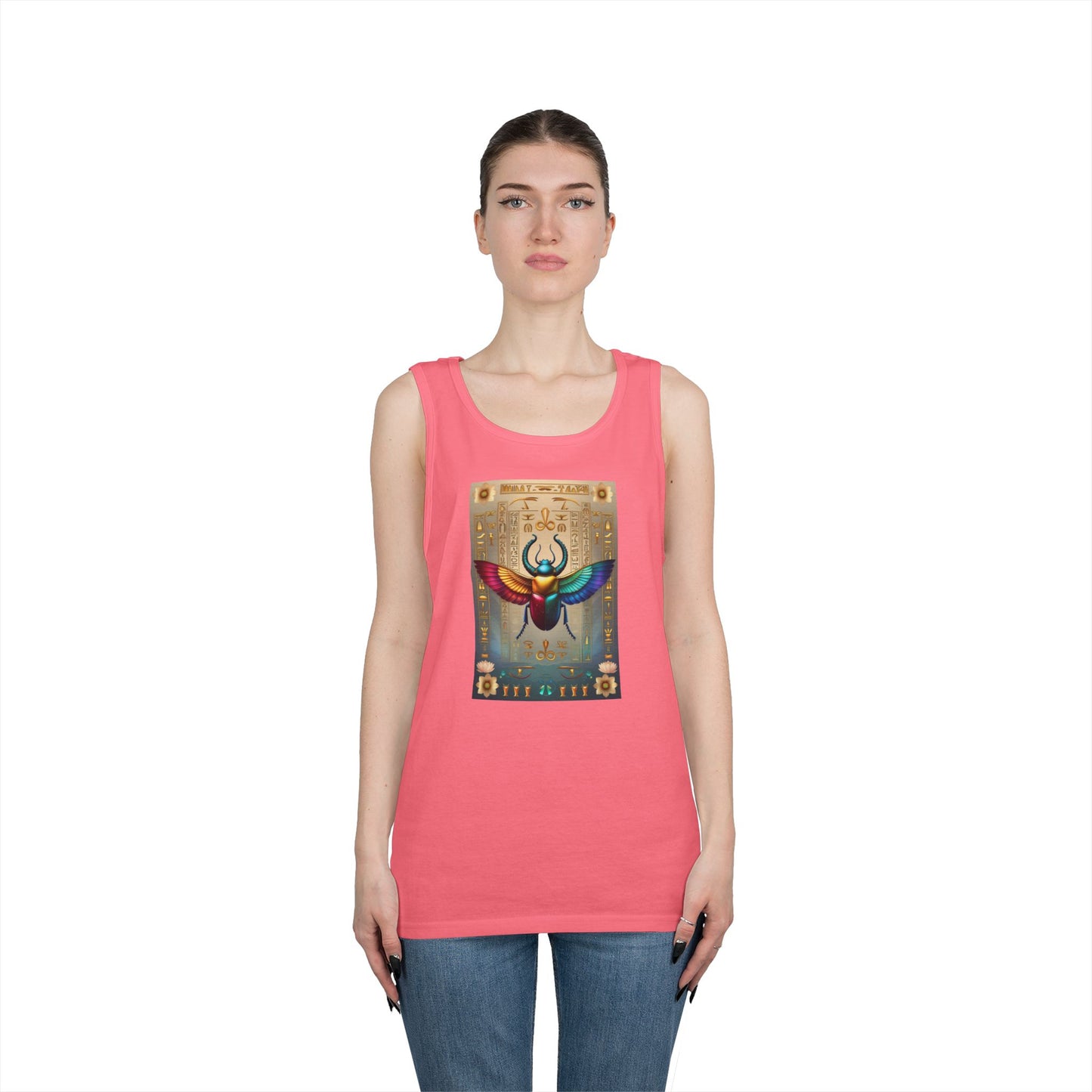 Vibrant Scarab Tank Top for Creatives, Unisex Fashion, Graphic Tees, Summer Wardrobe Essential, Unique Gift Idea