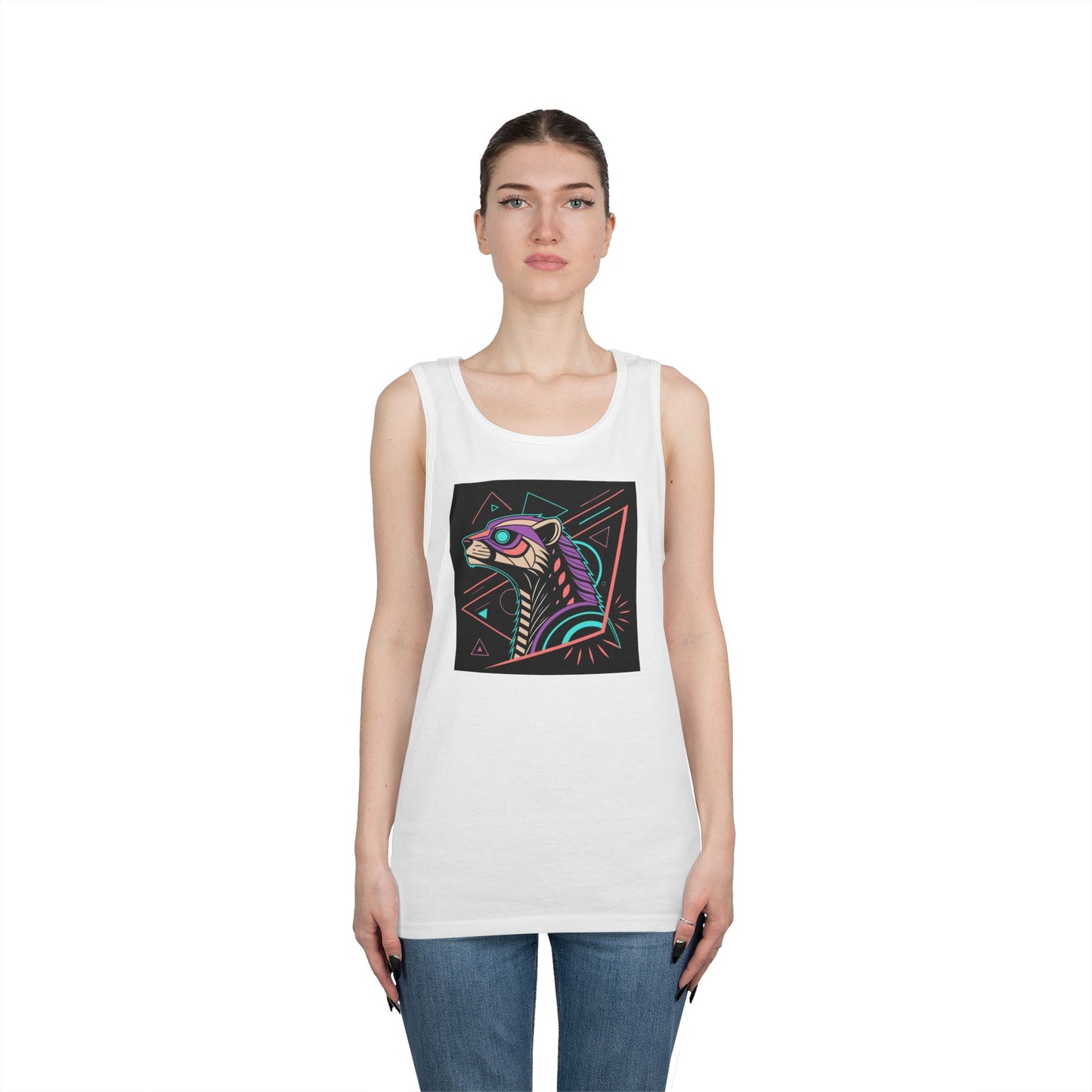 Vibrant Graphic Tank Top, Unisex Heavy Cotton Sleeveless Shirt, Festival Wear, Casual Summer Style, Unique Gift Idea