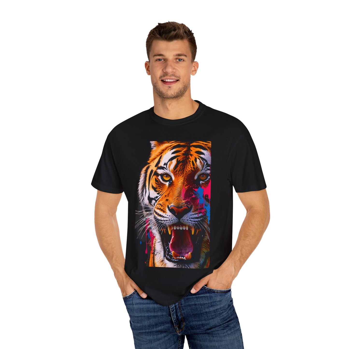 Fierce Tiger Graphic T-Shirt | Unisex Garment-Dyed Tee, Wild Animal Shirt, Nature Lover Gift, Statement Tee, Birthday and Casual Wear