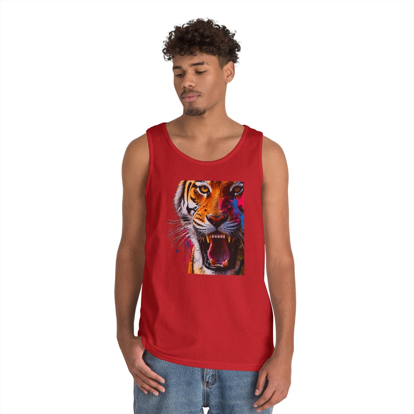 Bold Tiger Graphic Unisex Tank Top, Summer Attire, Animal Lover Gift, Fitness Shirt, Inspirational Apparel, Birthday Present