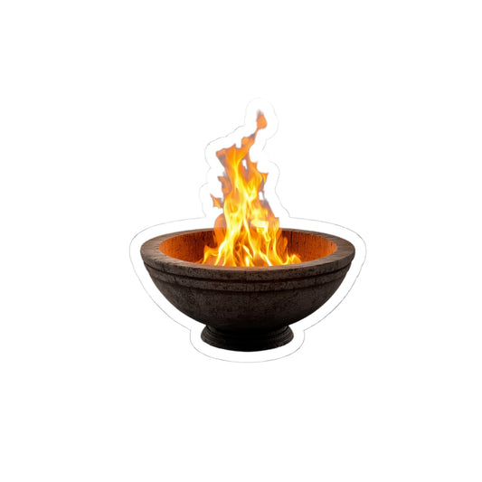 Fire Bowl Sticker — Outdoor Campfire Flame Kiss-Cut Decal for Laptops & Gear
