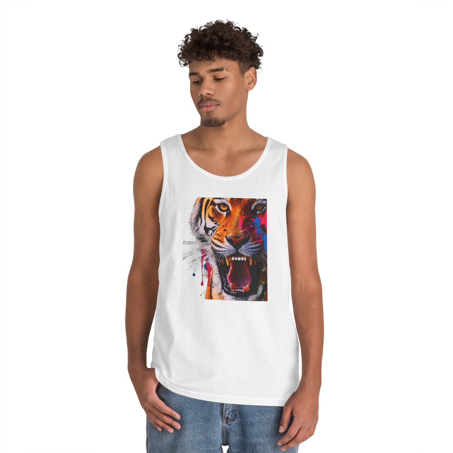 Bold Tiger Graphic Unisex Tank Top, Summer Attire, Animal Lover Gift, Fitness Shirt, Inspirational Apparel, Birthday Present