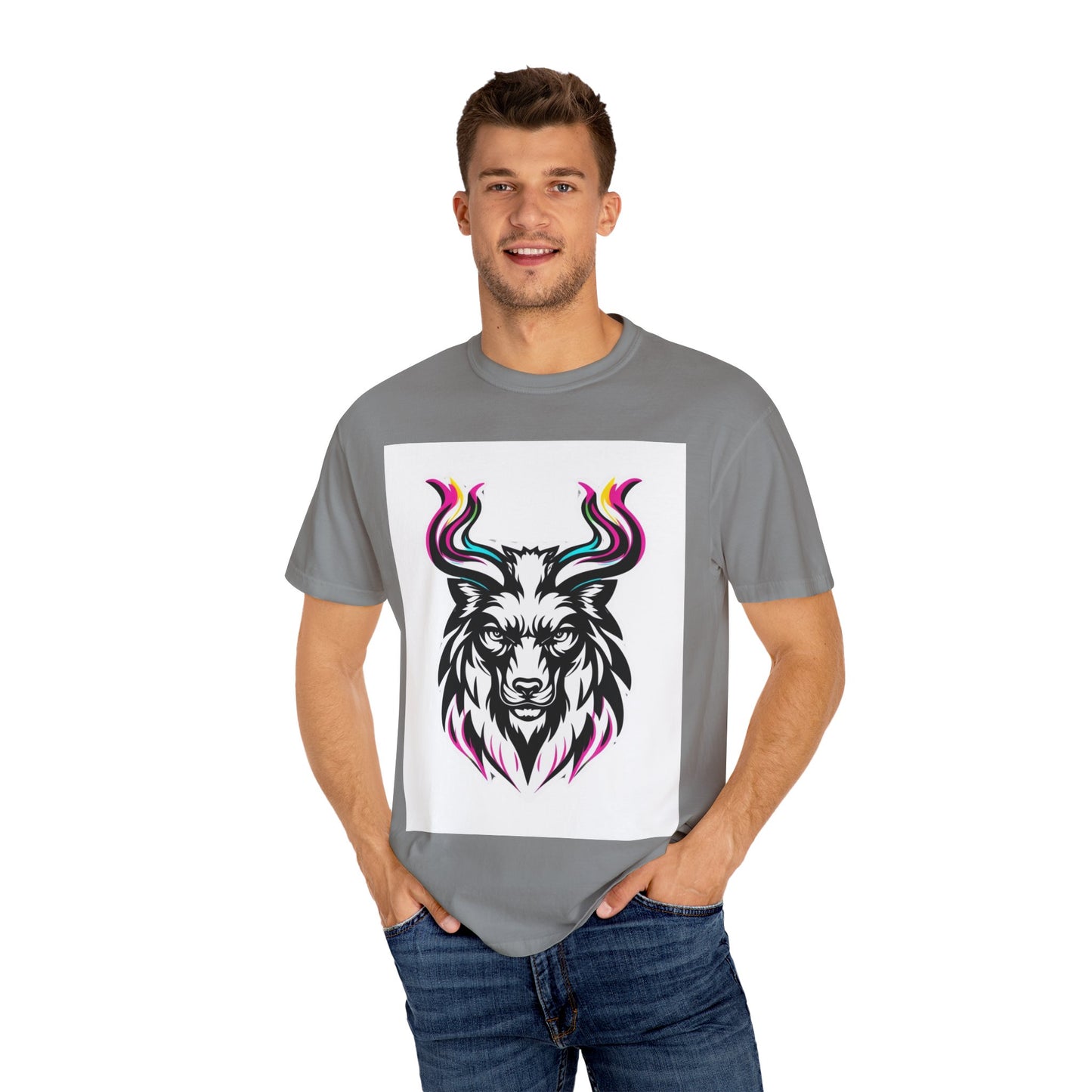 Colorful Graphic Tee with Animal Design, Unisex Garment-Dyed T-Shirt, Casual Wear, Gift for Animal Lovers, Summer Fashion