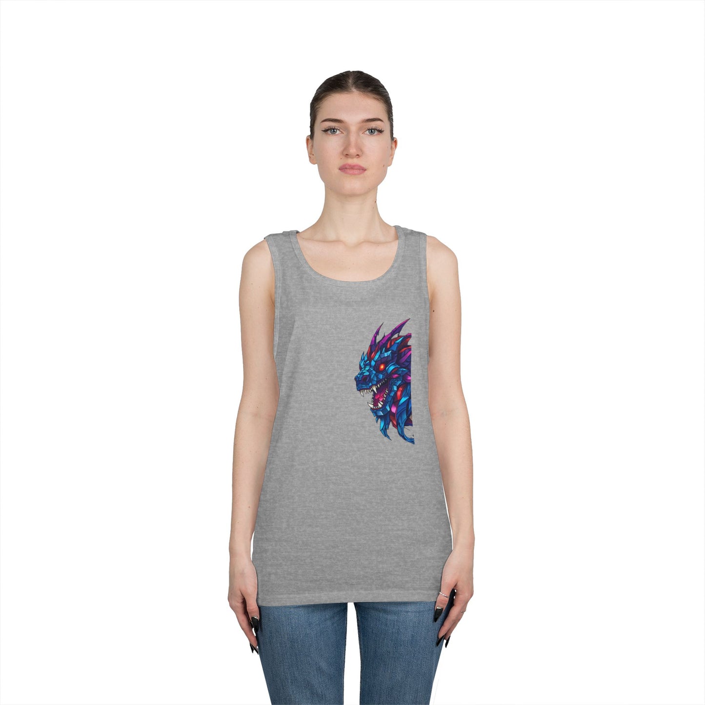 Fierce Lion Graphic Tank Top, Unisex Heavy Cotton Sleeveless Tee, Festival Wear, Summer Style, Gift for Animal Lovers