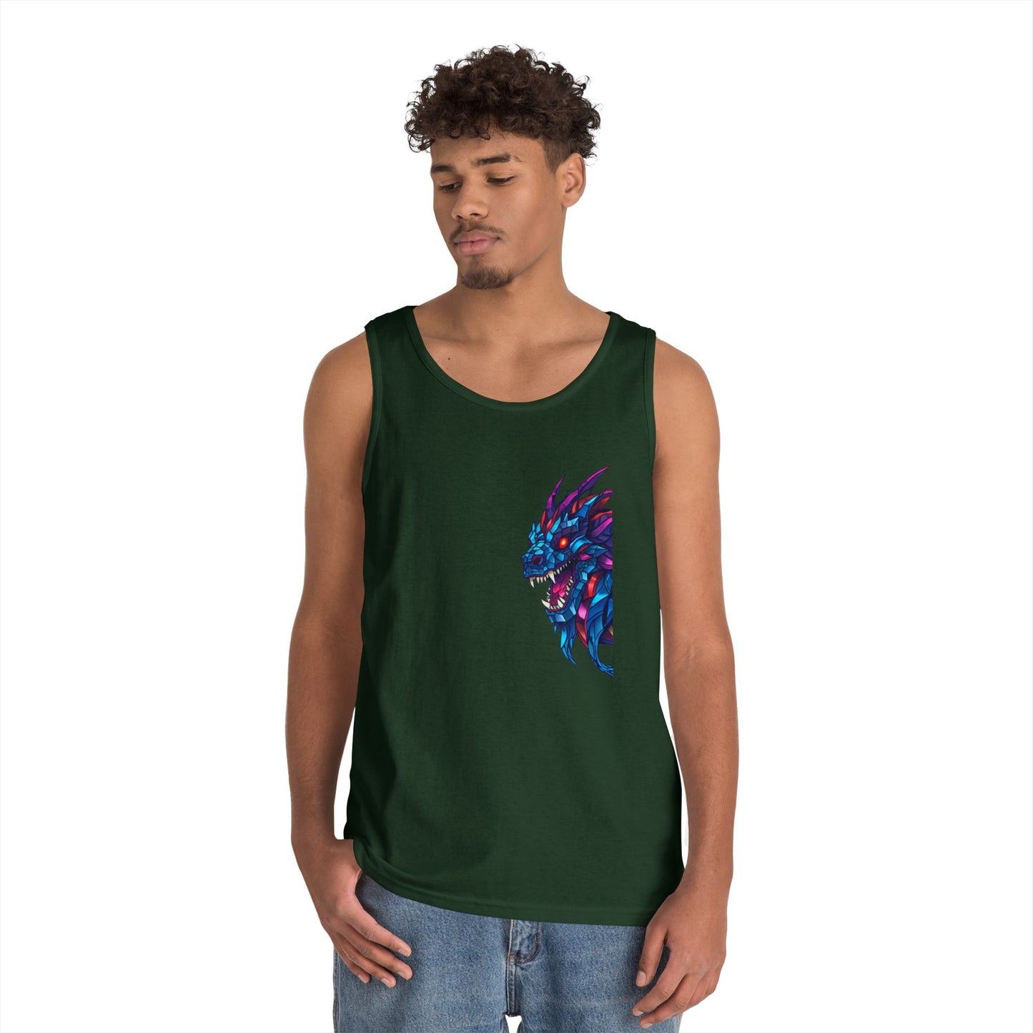 Fierce Lion Graphic Tank Top, Unisex Heavy Cotton Sleeveless Tee, Festival Wear, Summer Style, Gift for Animal Lovers