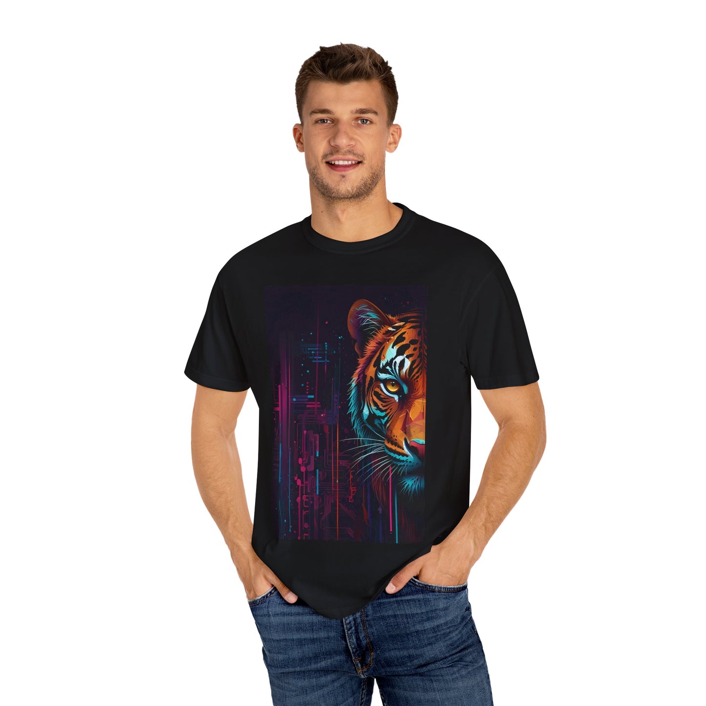 Colorful Tiger Graphic Tee, Unisex T-Shirt for Wildlife Lovers, Cool Casual Wear, Gift for Nature Enthusiasts, Festival Fashion