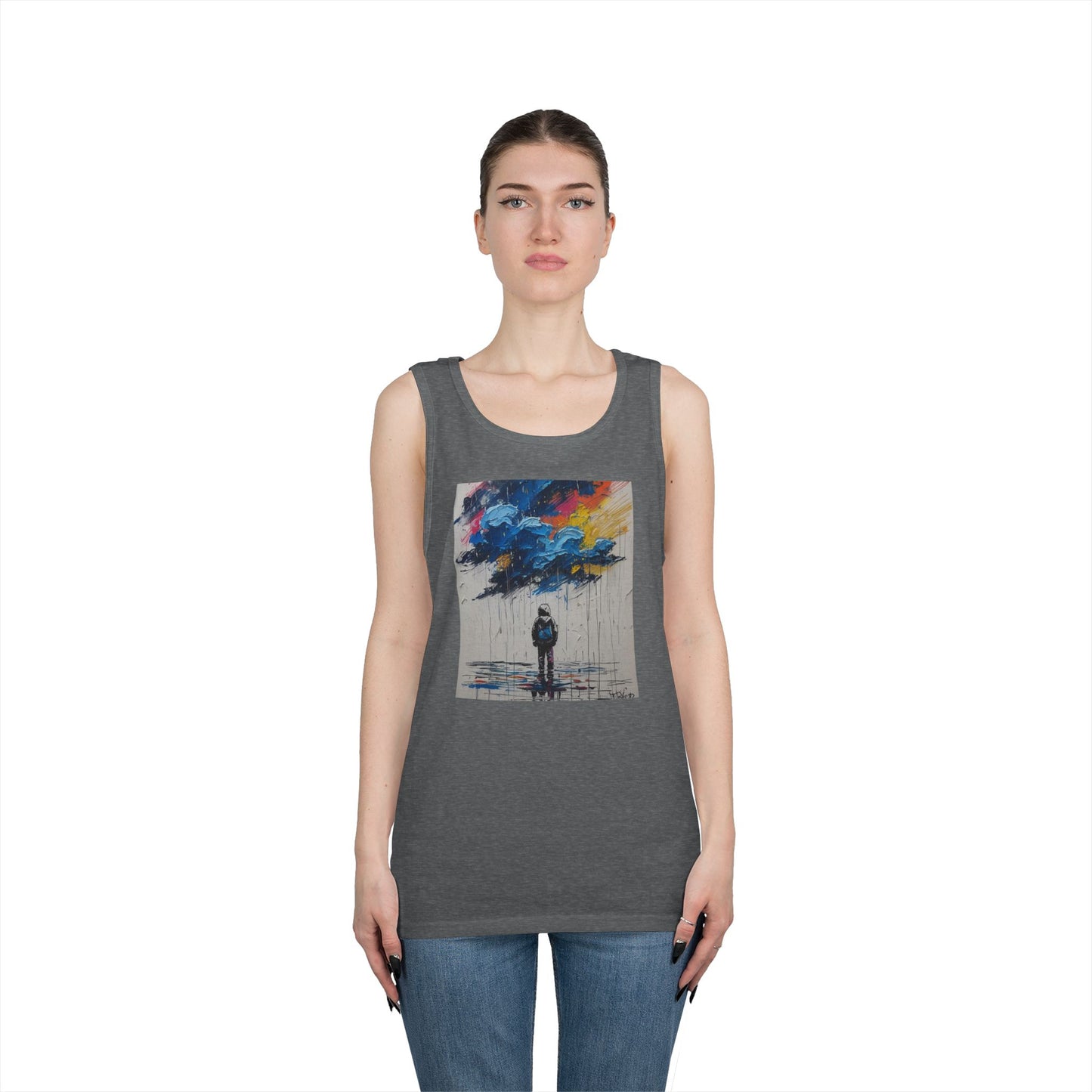 Artistic Unisex Heavy Cotton Tank Top - Inspirational Wall Art, Unique Graphic Tee, Summer Fashion, Gift for Art Lovers, Casual Wear