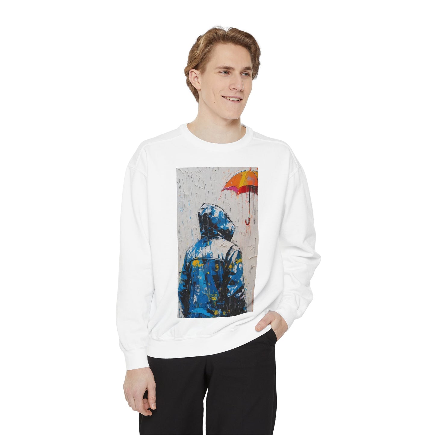 Colorful Umbrella Sweatshirt, Cozy Unisex Crewneck, Art-Inspired Apparel, Gift for Art Lovers, Casual Fall Fashion