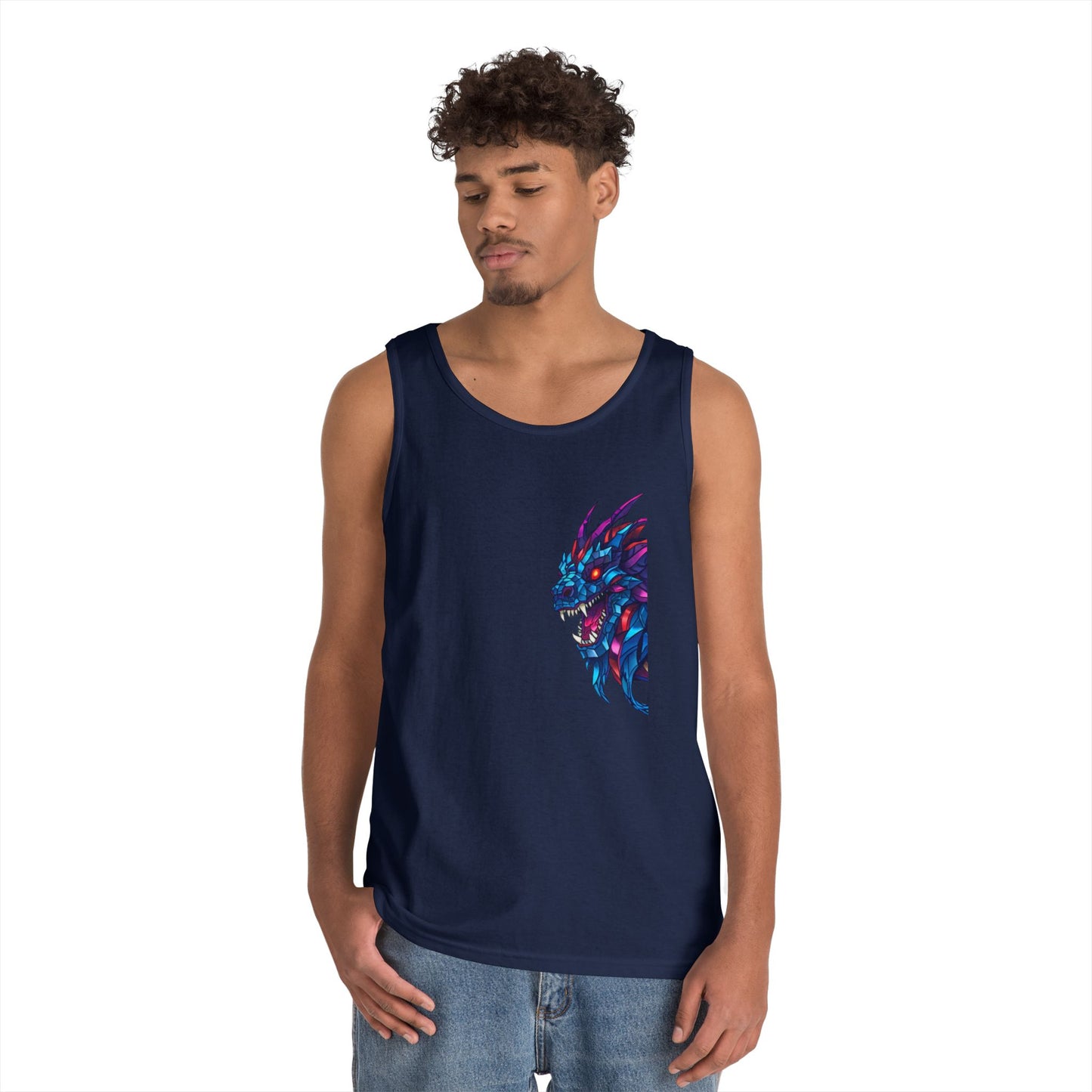 Fierce Lion Graphic Tank Top, Unisex Heavy Cotton Sleeveless Tee, Festival Wear, Summer Style, Gift for Animal Lovers