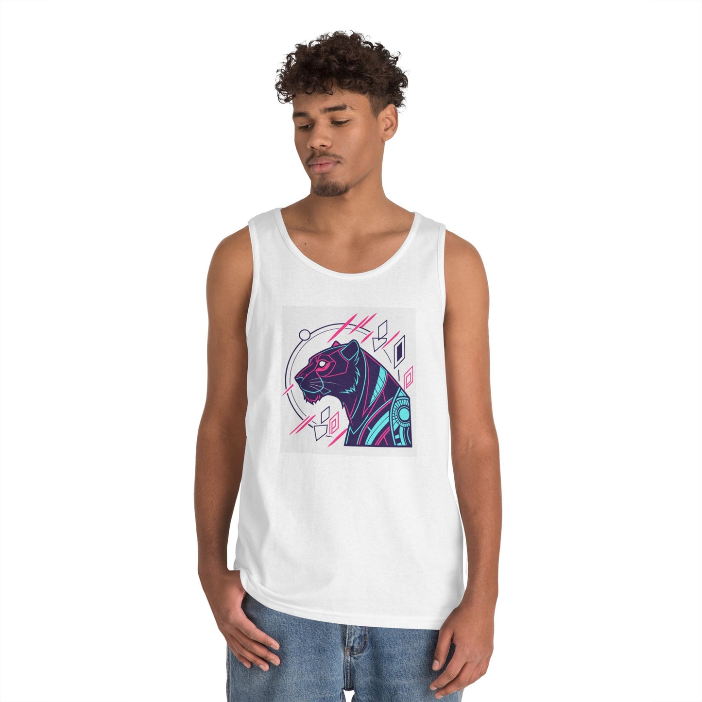 Colorful Panther Graphic Tank Top, Summer Fashion, Unisex Lightweight Tee, Festival Wear, Gift for Animal Lovers