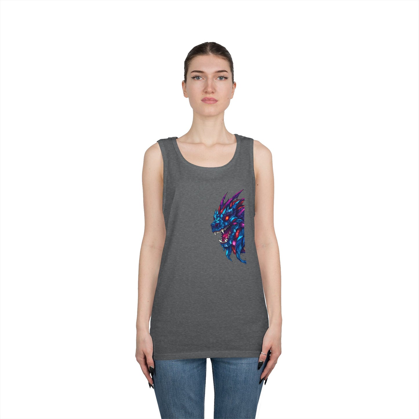 Fierce Lion Graphic Tank Top, Unisex Heavy Cotton Sleeveless Tee, Festival Wear, Summer Style, Gift for Animal Lovers