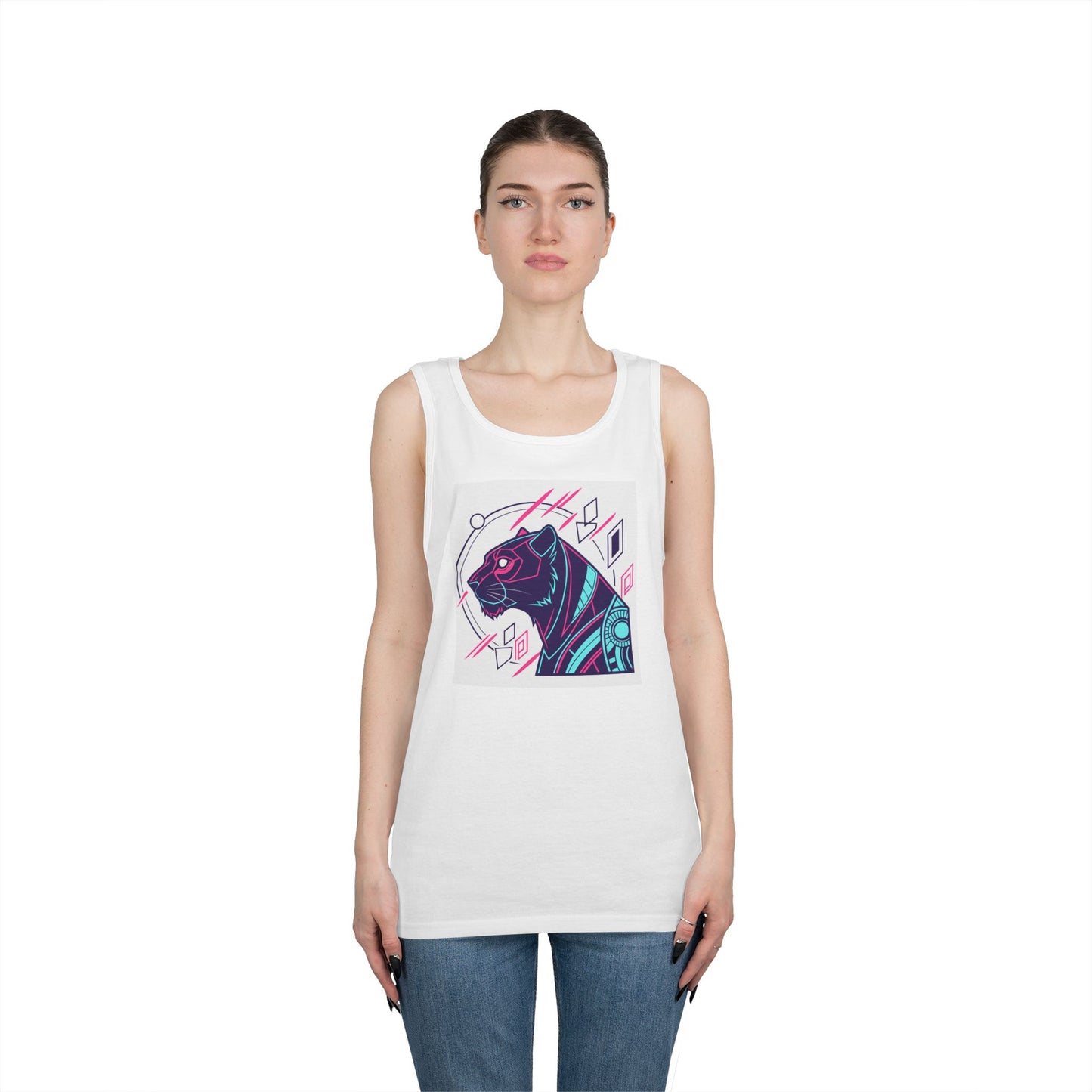 Colorful Panther Graphic Tank Top, Summer Fashion, Unisex Lightweight Tee, Festival Wear, Gift for Animal Lovers