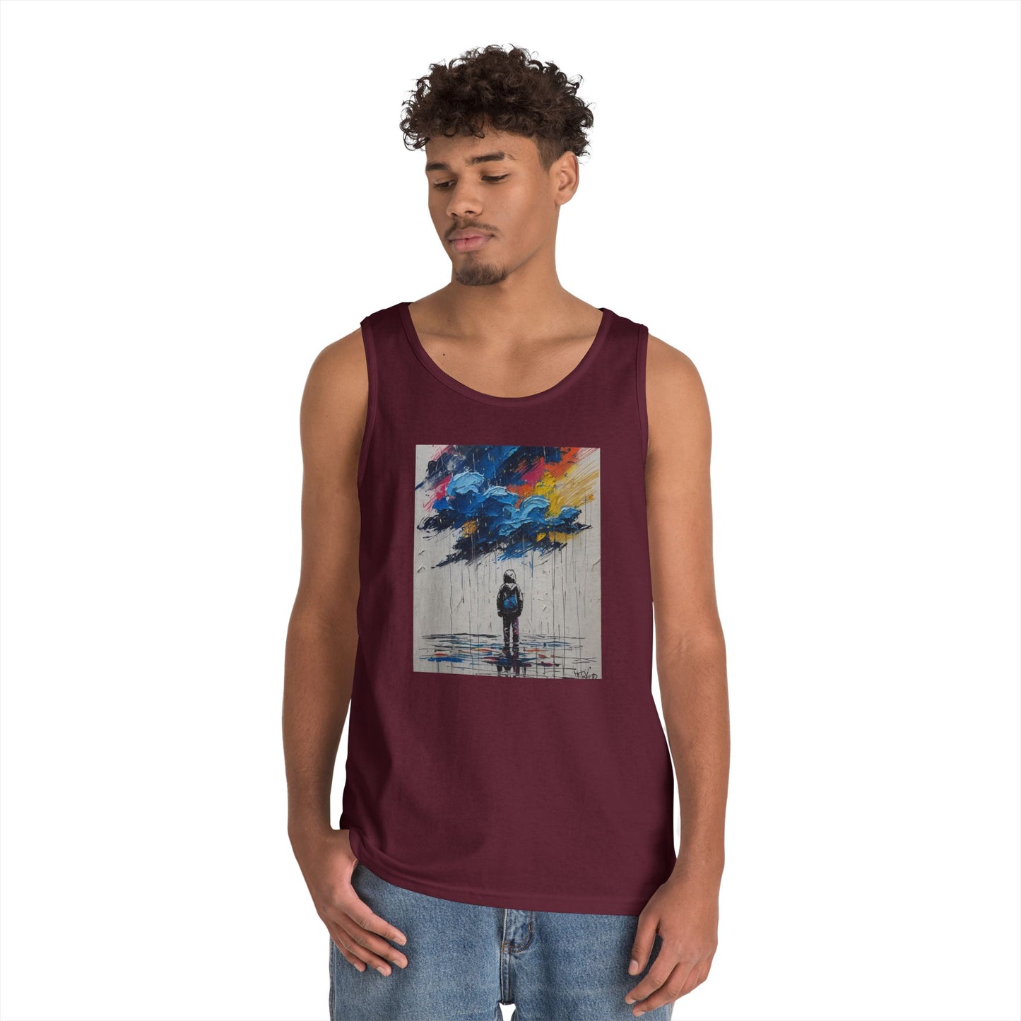 Artistic Unisex Heavy Cotton Tank Top - Inspirational Wall Art, Unique Graphic Tee, Summer Fashion, Gift for Art Lovers, Casual Wear