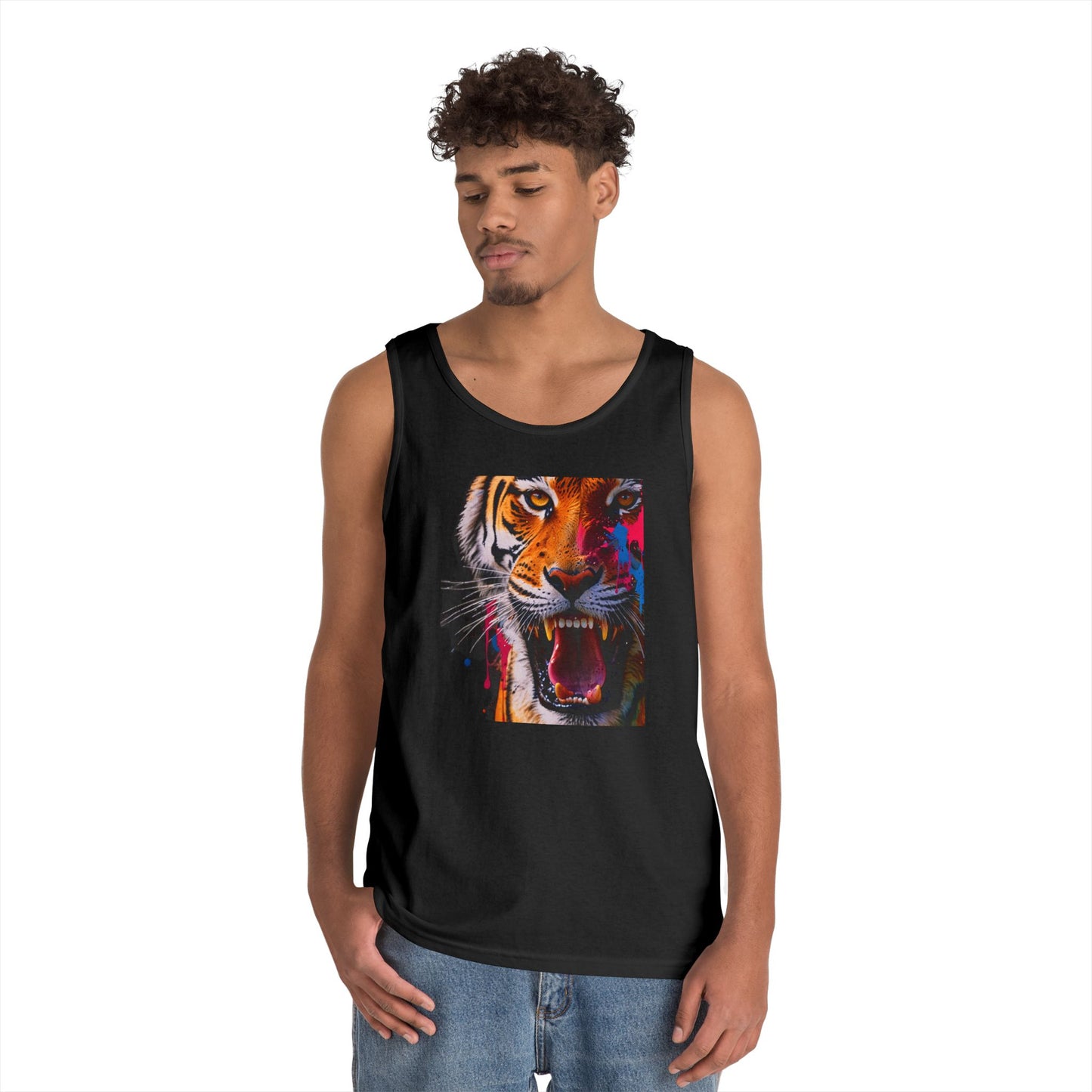 Bold Tiger Graphic Unisex Tank Top, Summer Attire, Animal Lover Gift, Fitness Shirt, Inspirational Apparel, Birthday Present