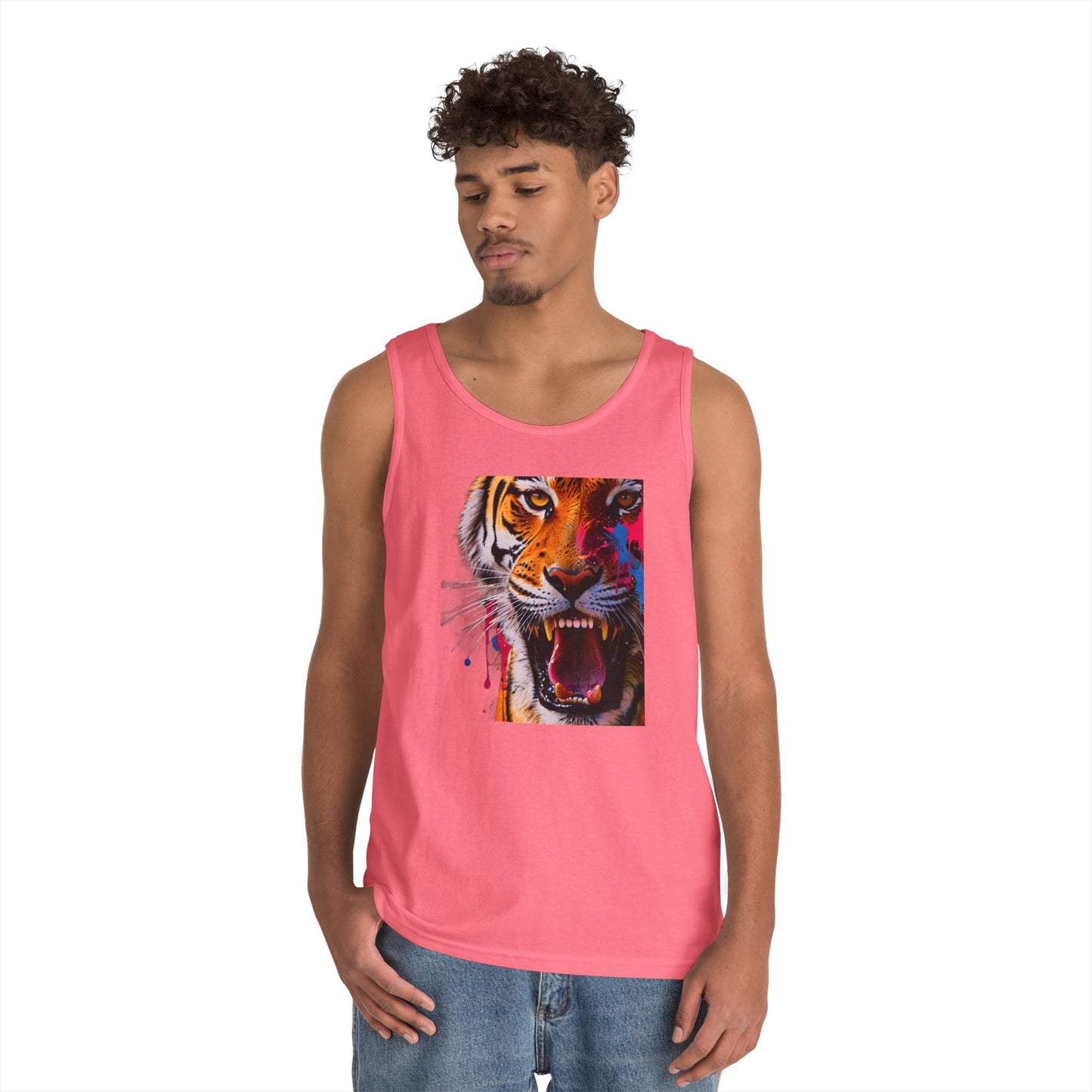 Bold Tiger Graphic Unisex Tank Top, Summer Attire, Animal Lover Gift, Fitness Shirt, Inspirational Apparel, Birthday Present