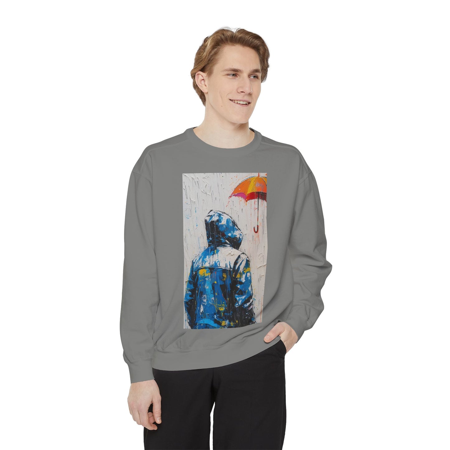 Colorful Umbrella Sweatshirt, Cozy Unisex Crewneck, Art-Inspired Apparel, Gift for Art Lovers, Casual Fall Fashion