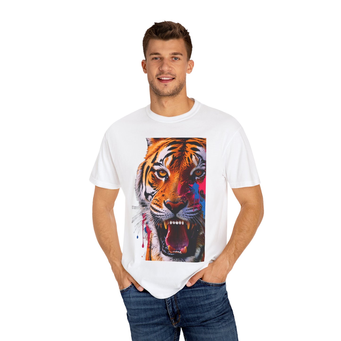 Fierce Tiger Graphic T-Shirt | Unisex Garment-Dyed Tee, Wild Animal Shirt, Nature Lover Gift, Statement Tee, Birthday and Casual Wear