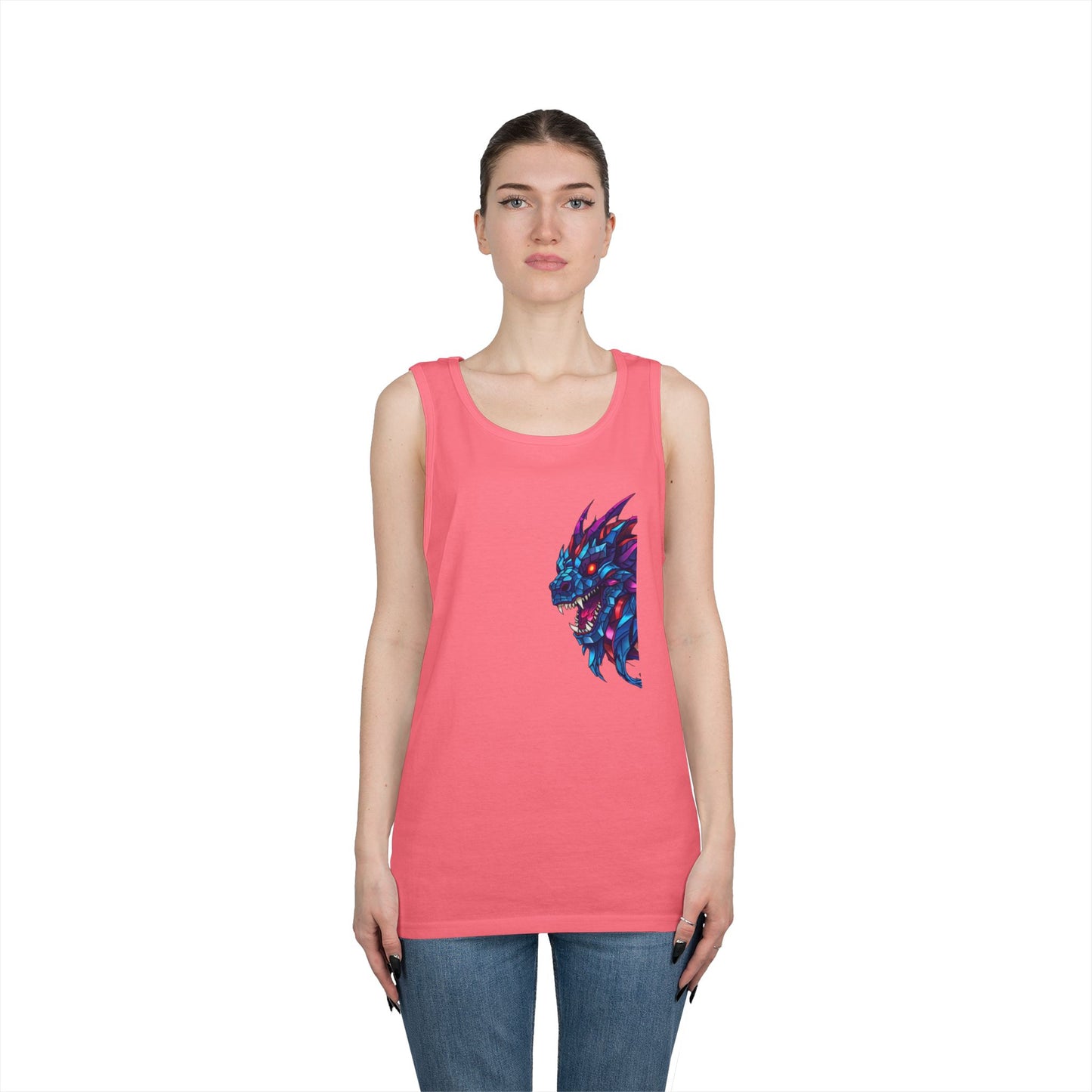 Fierce Lion Graphic Tank Top, Unisex Heavy Cotton Sleeveless Tee, Festival Wear, Summer Style, Gift for Animal Lovers