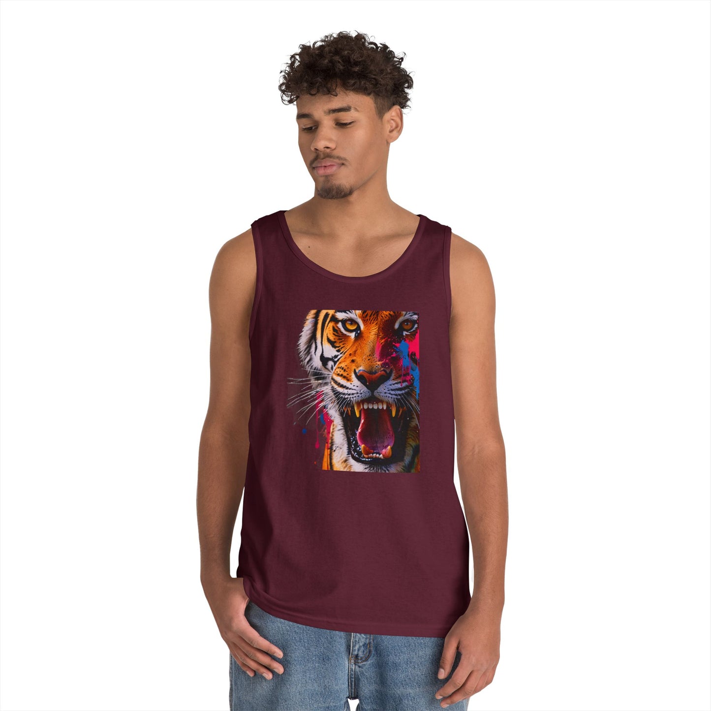 Bold Tiger Graphic Unisex Tank Top, Summer Attire, Animal Lover Gift, Fitness Shirt, Inspirational Apparel, Birthday Present