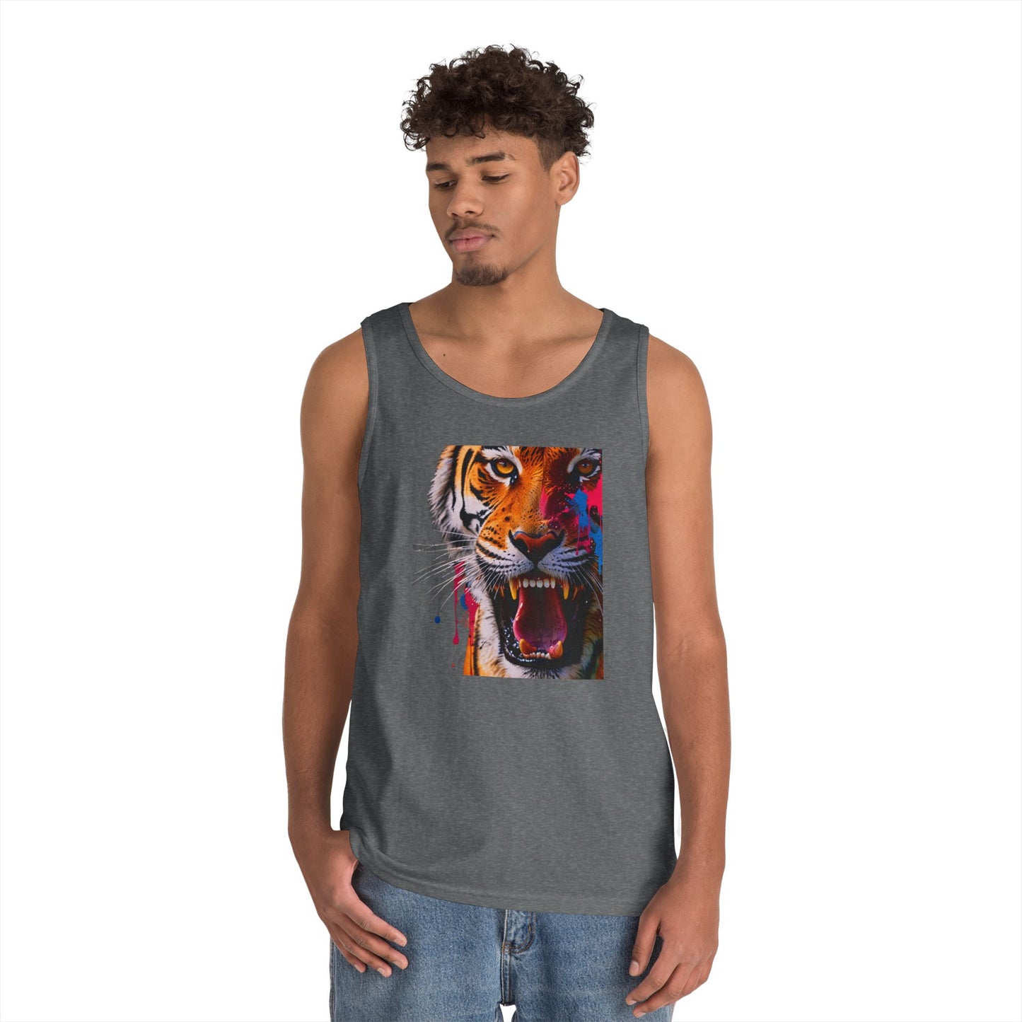 Bold Tiger Graphic Unisex Tank Top, Summer Attire, Animal Lover Gift, Fitness Shirt, Inspirational Apparel, Birthday Present