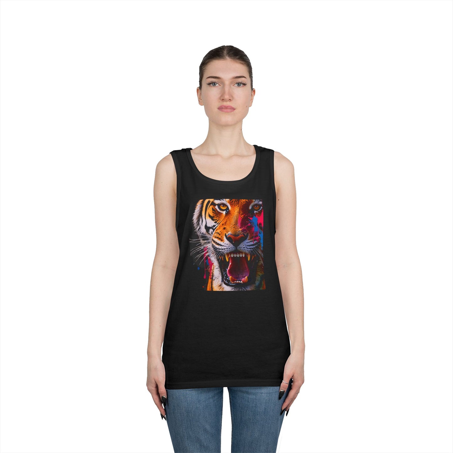 Bold Tiger Graphic Unisex Tank Top, Summer Attire, Animal Lover Gift, Fitness Shirt, Inspirational Apparel, Birthday Present