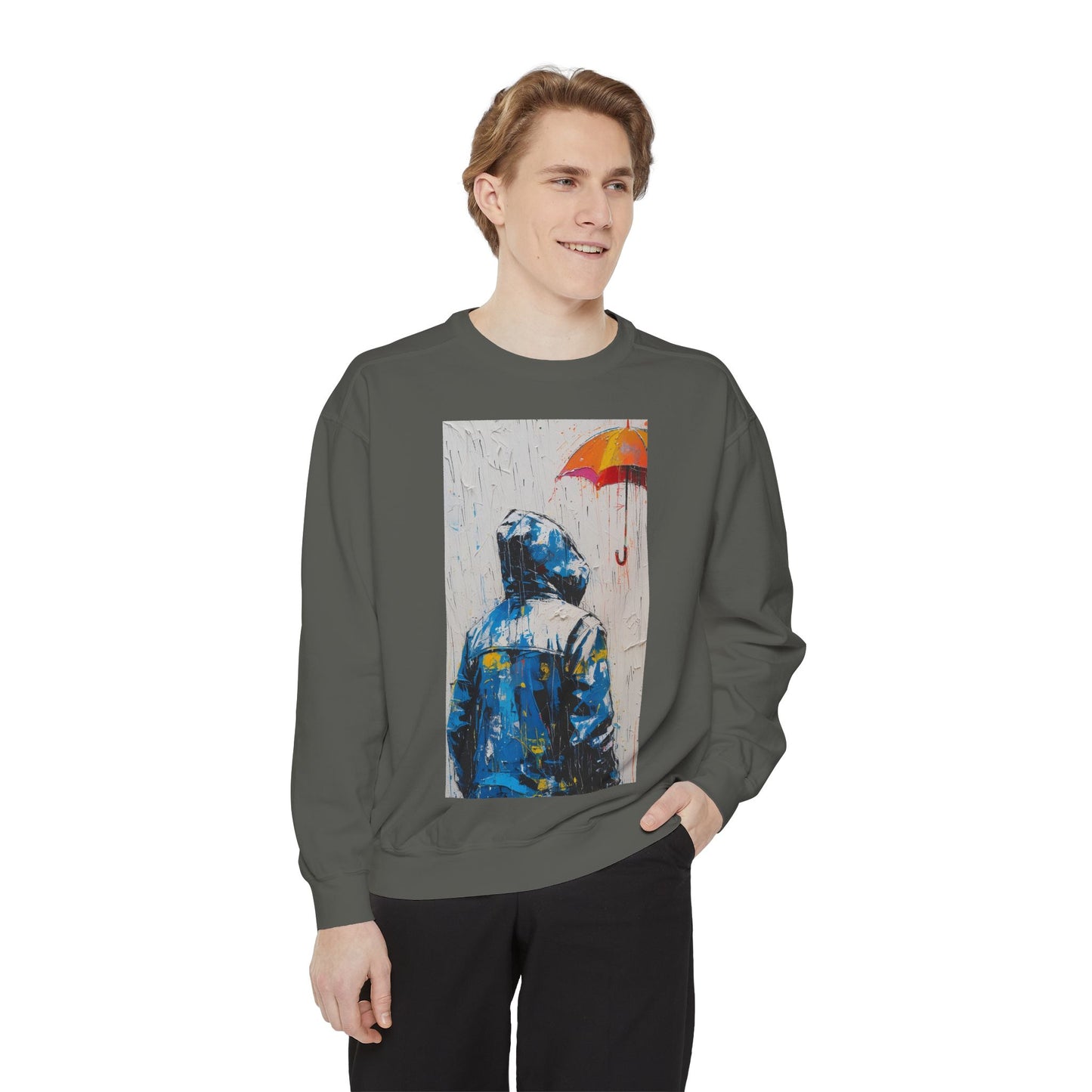 Colorful Umbrella Sweatshirt, Cozy Unisex Crewneck, Art-Inspired Apparel, Gift for Art Lovers, Casual Fall Fashion